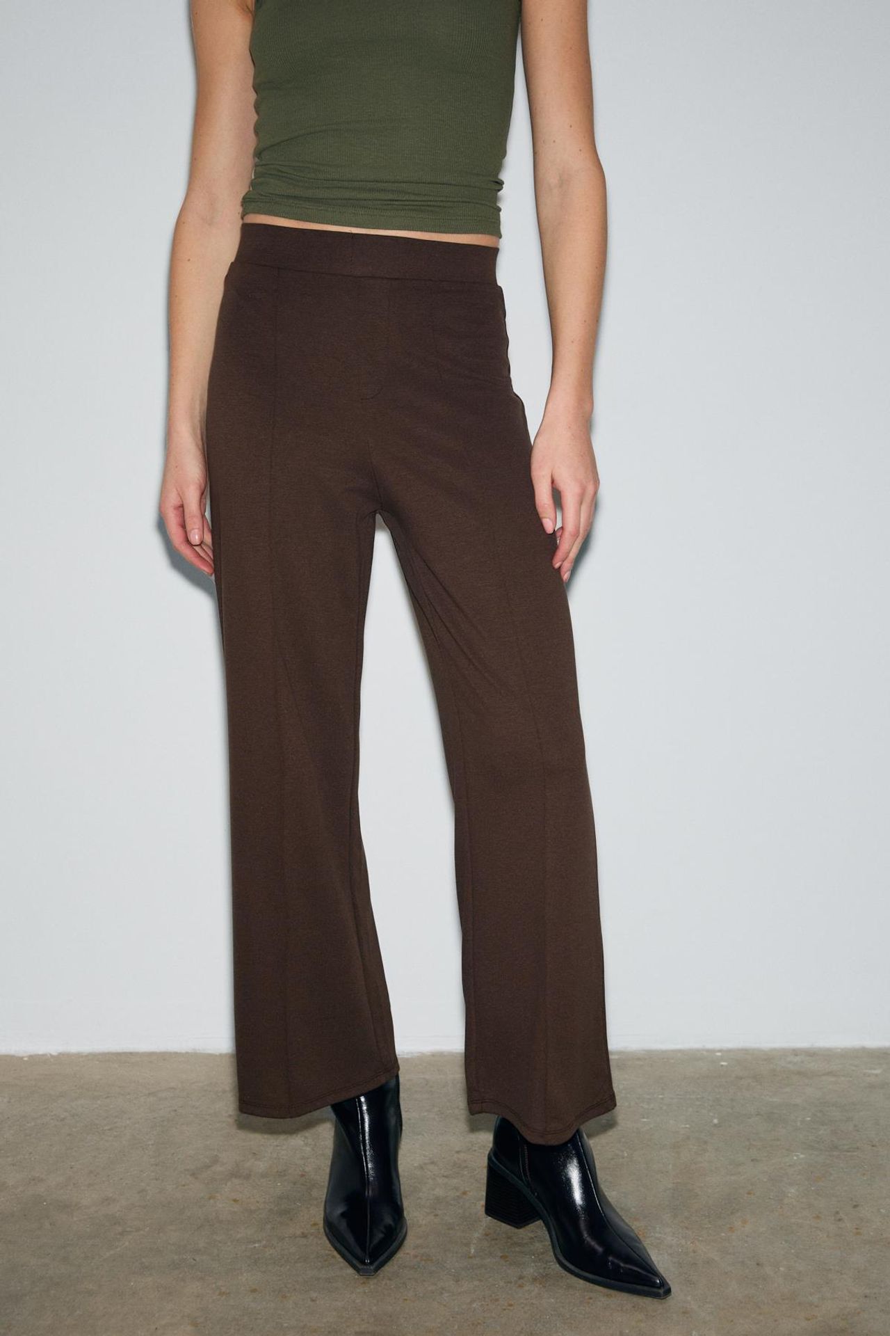 GRIMELANGE Elastic Waist Flare Leg Pants 6