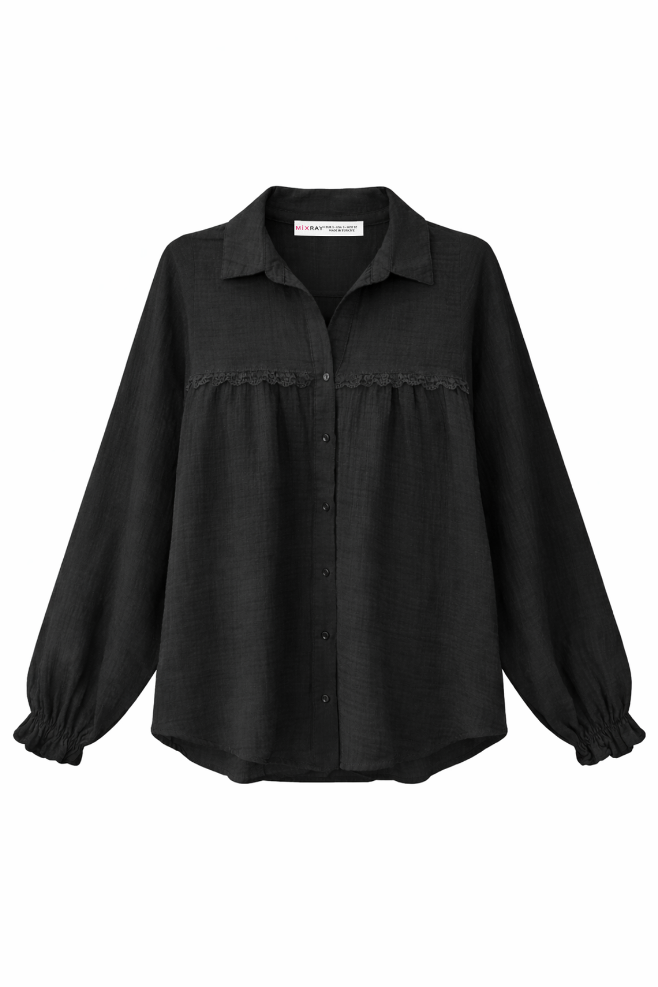 Mixray Textured Cotton Button-Up Shirt 1