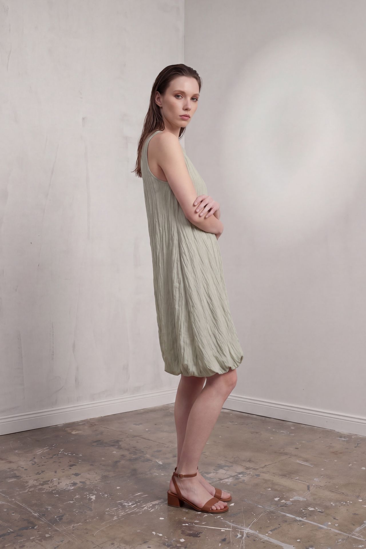 MY FASHION Loose Mini Dress in Textured Lyocell 2