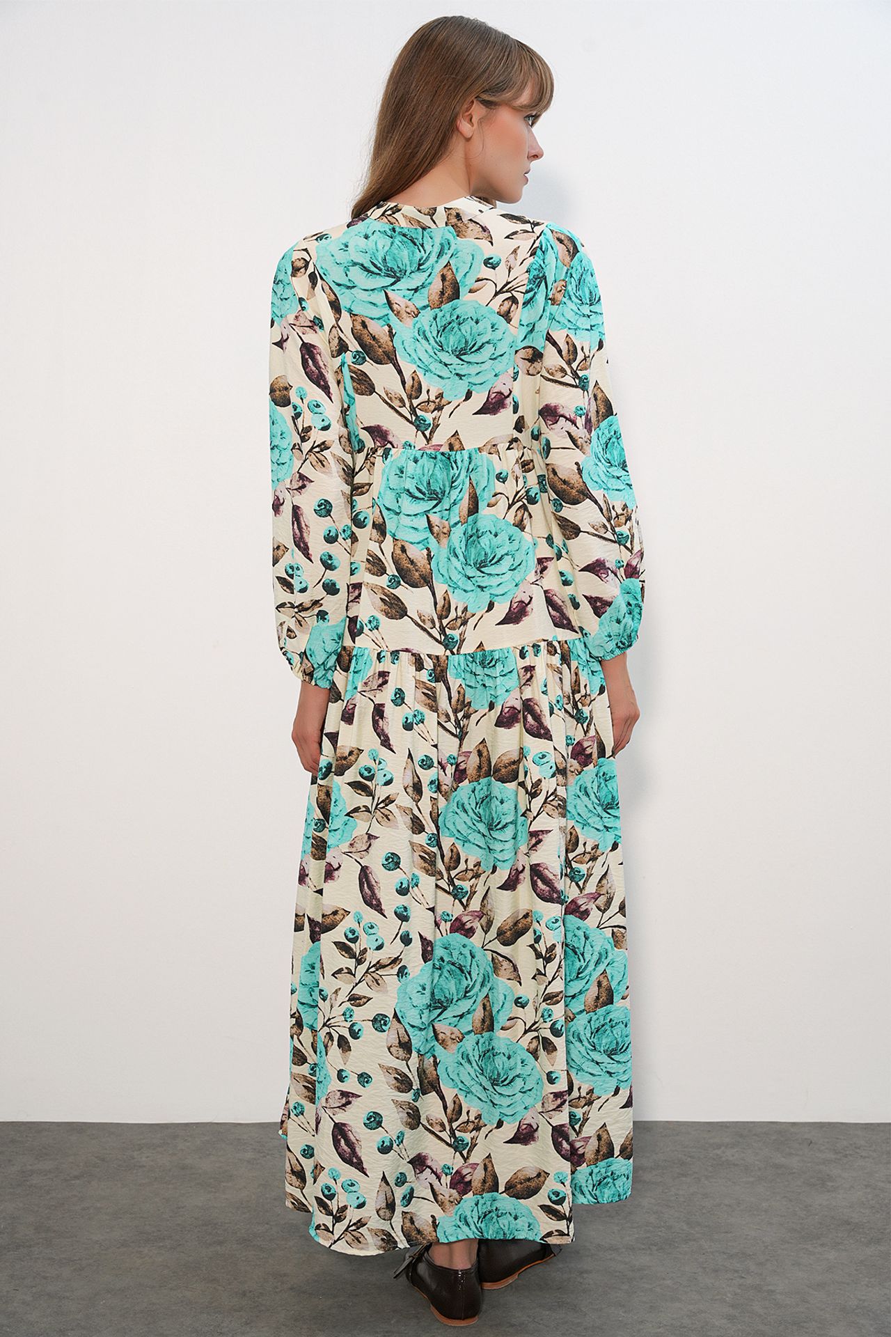 BDART Floral Maxi Dress With Mandarin Collar 7