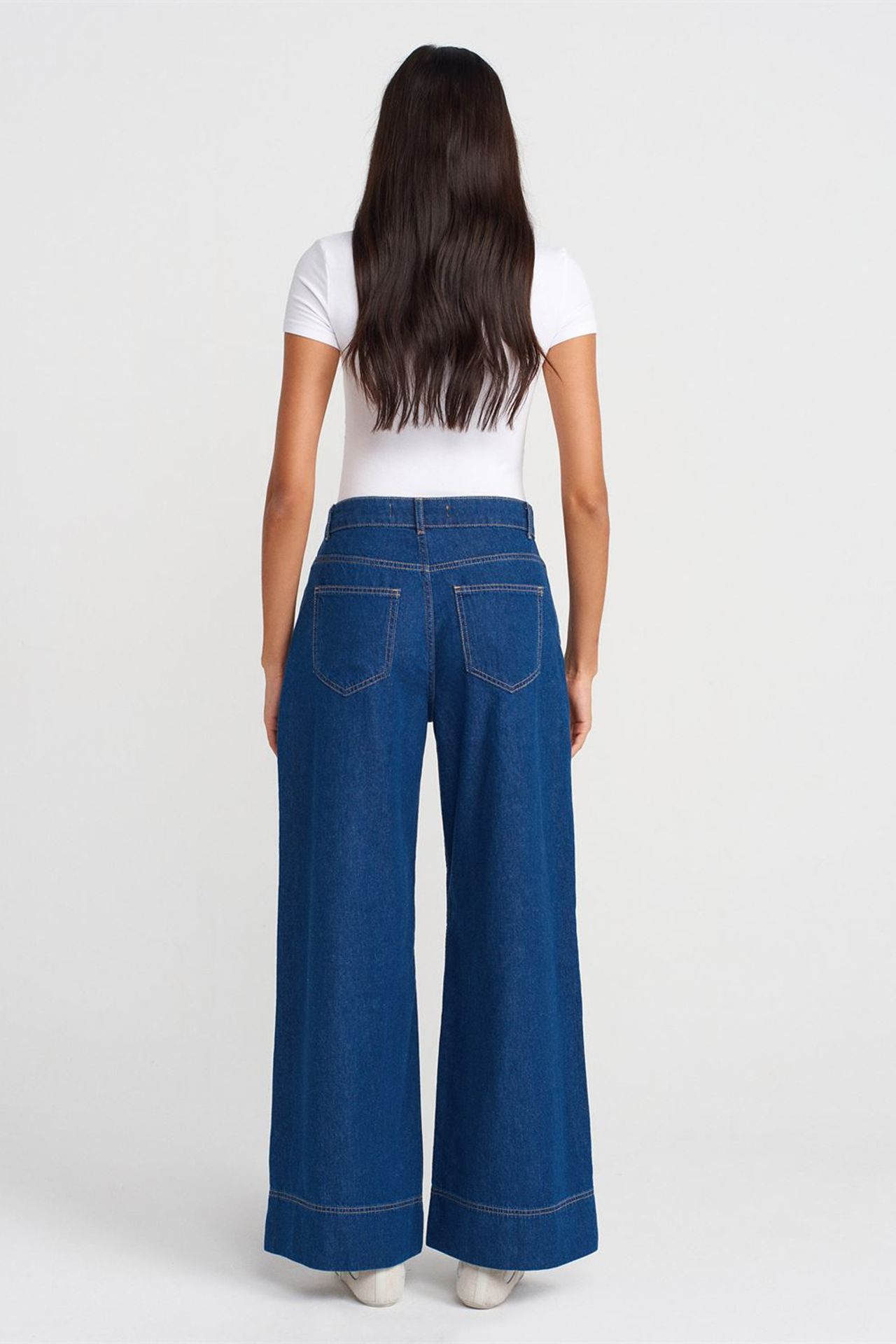 DILVIN High-Waist Wide-Leg Cotton Denim Jeans