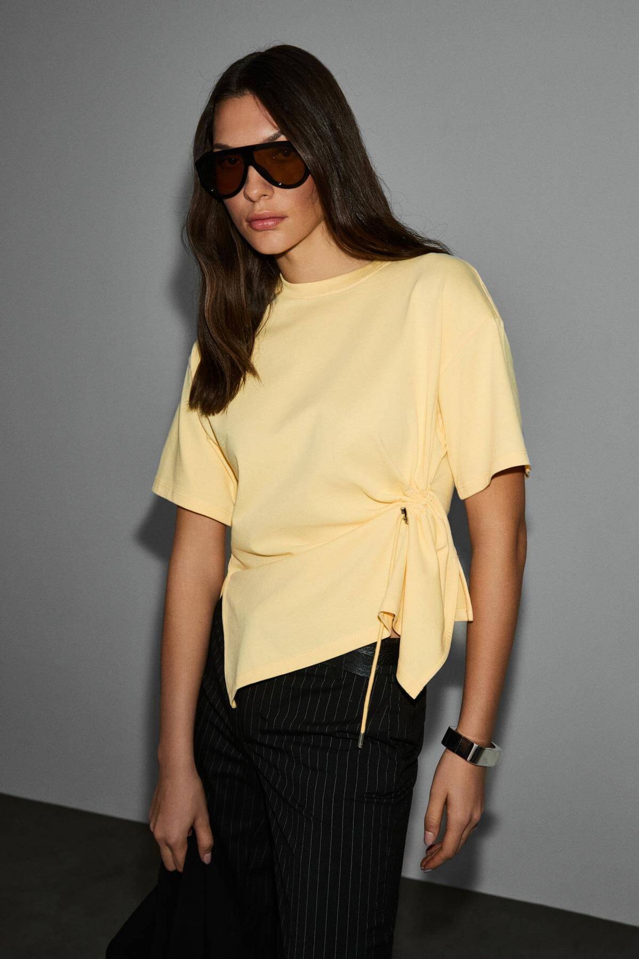 GRIMELANGE Tie-Detail Crew Neck Blouse 2