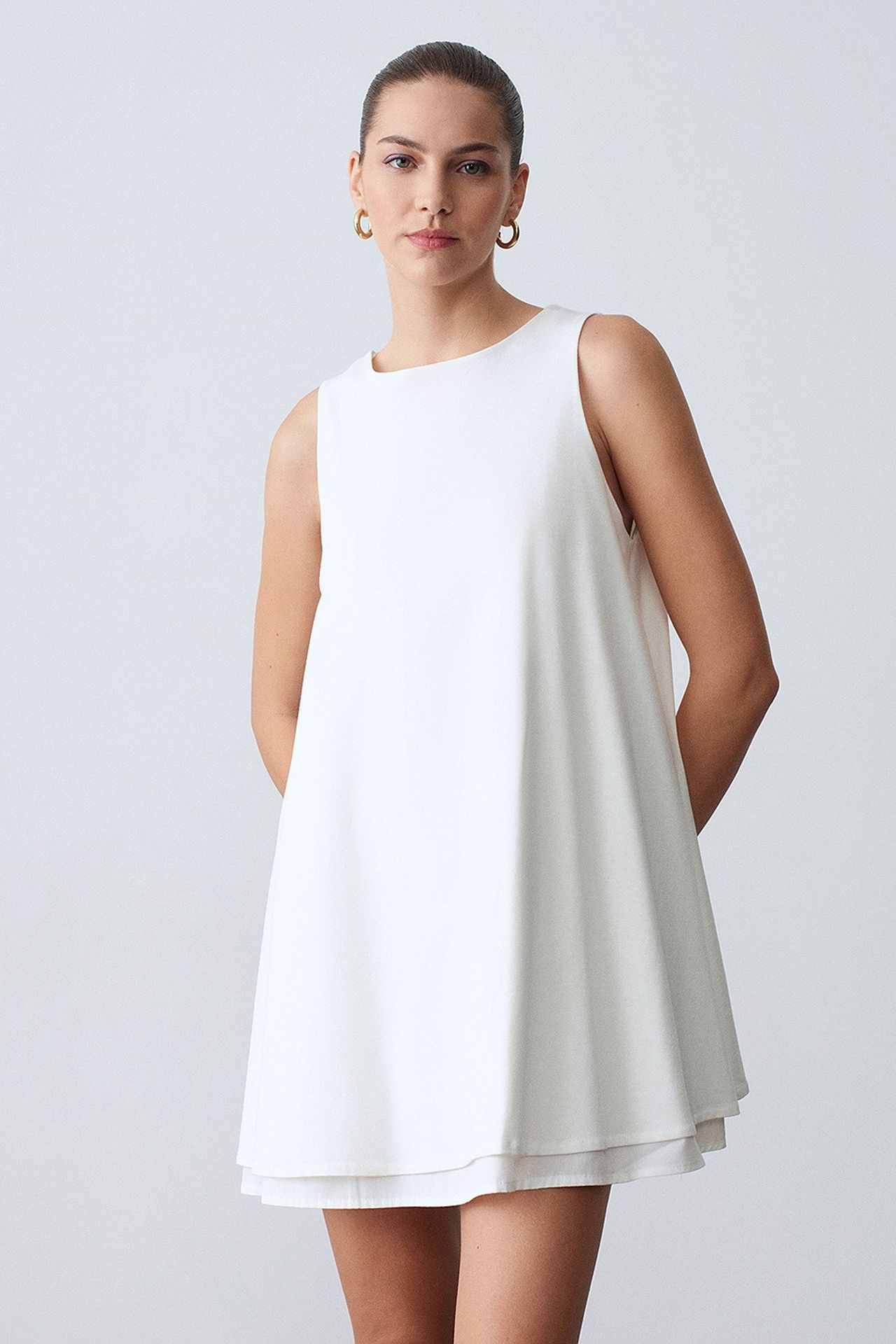 DILVIN Cotton Poplin Sleeveless Mini Shift Dress 3
