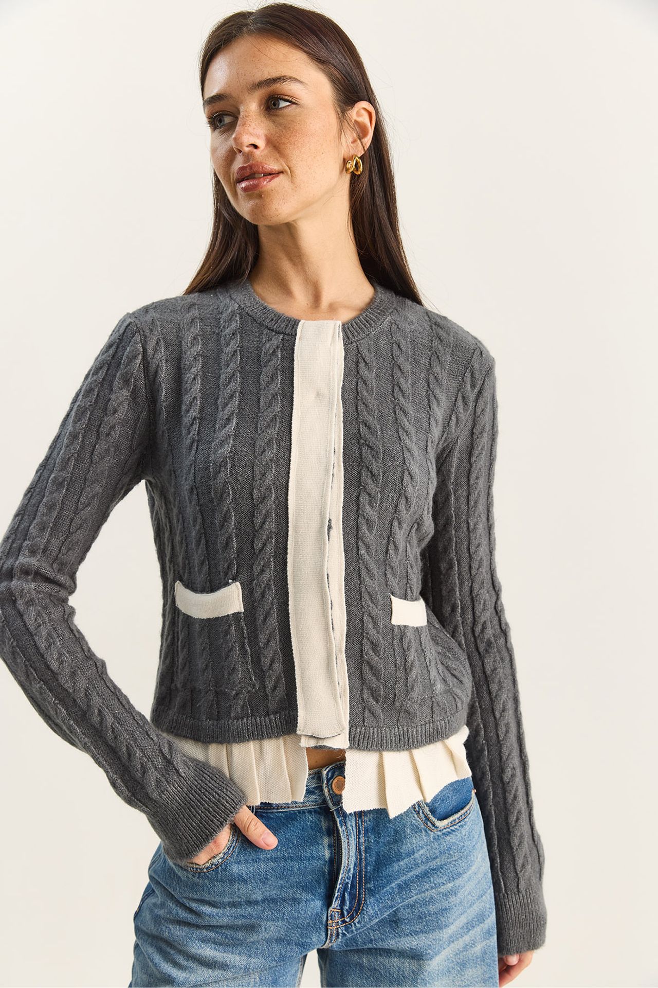LUCCI Hair Beard Patterned Knit Cardigan 3