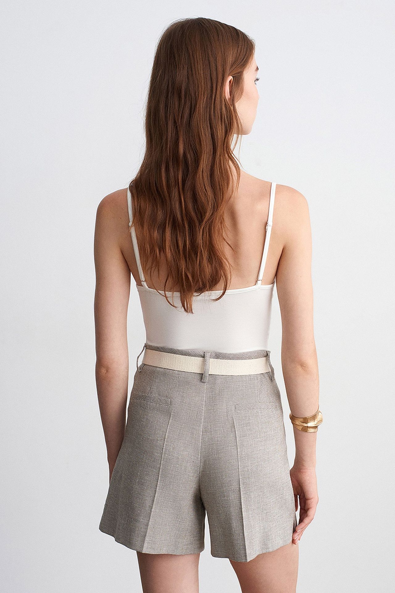 DILVIN Belted High-waist Tailored Shorts 2