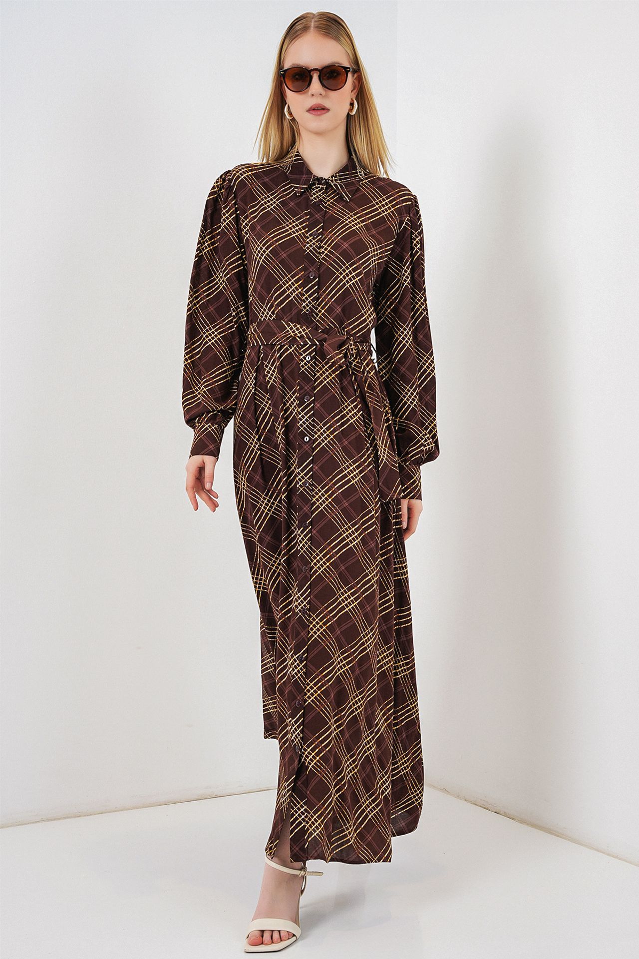 BDART Plaid Midi Shirt Dress with Button Closure 4