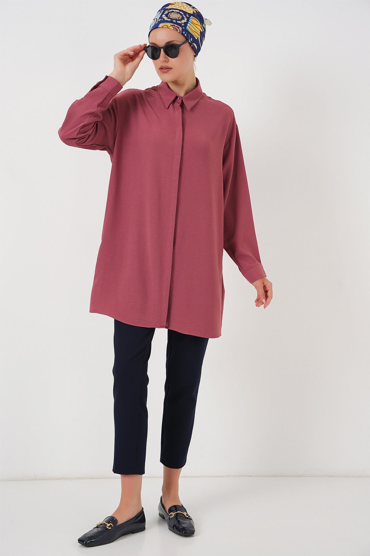 BDART Oversized Long Sleeve Button-Up Blouse with Shirt Collar 2