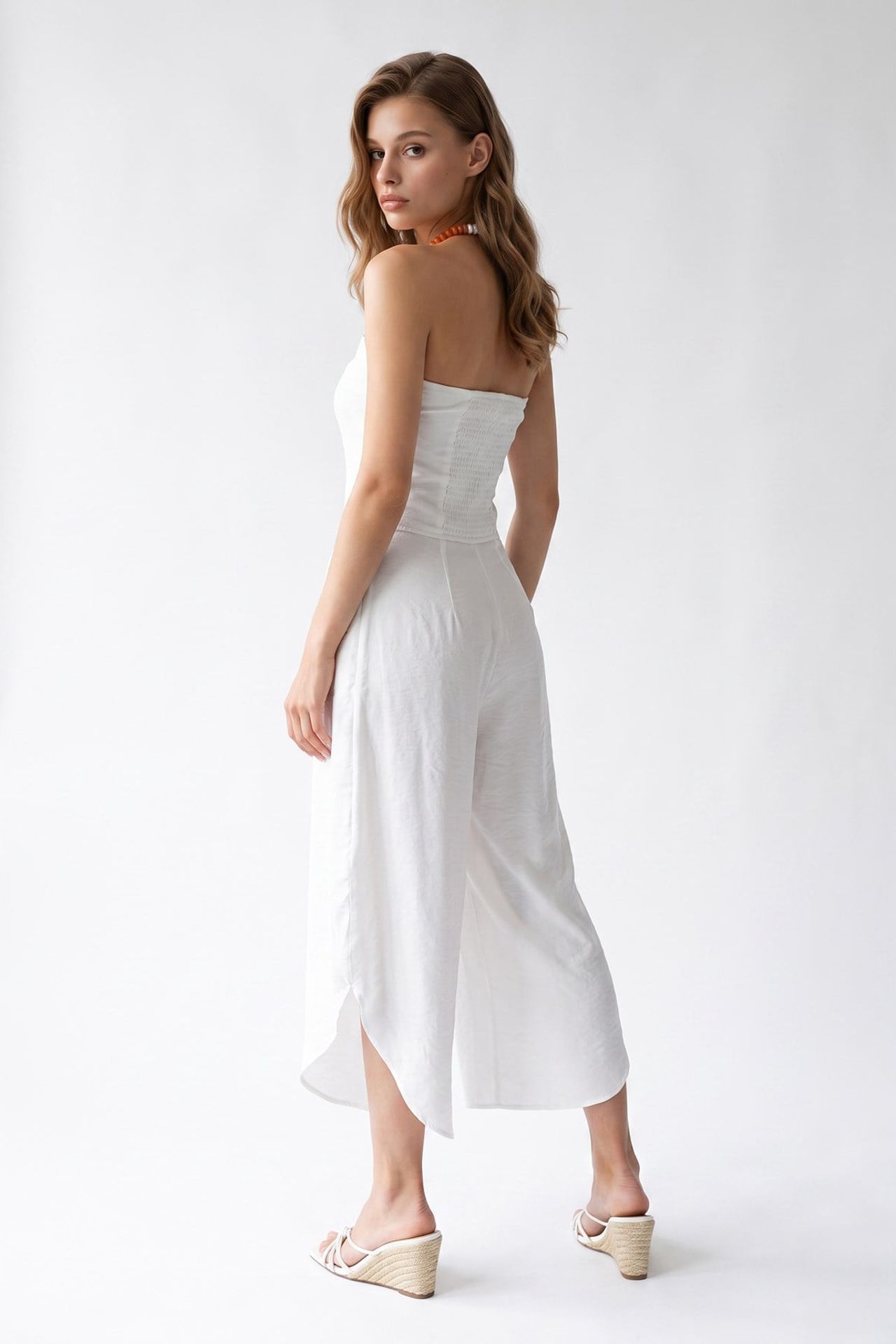 MIXRAY Strapless Wide-Leg Jumpsuit With Slit 6
