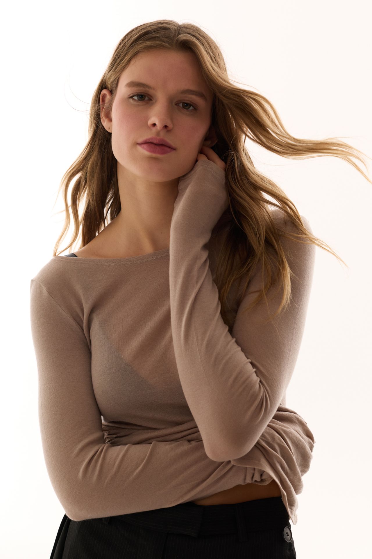 PENTI Cashmere Blend Boat Neck Long Sleeve Top 2