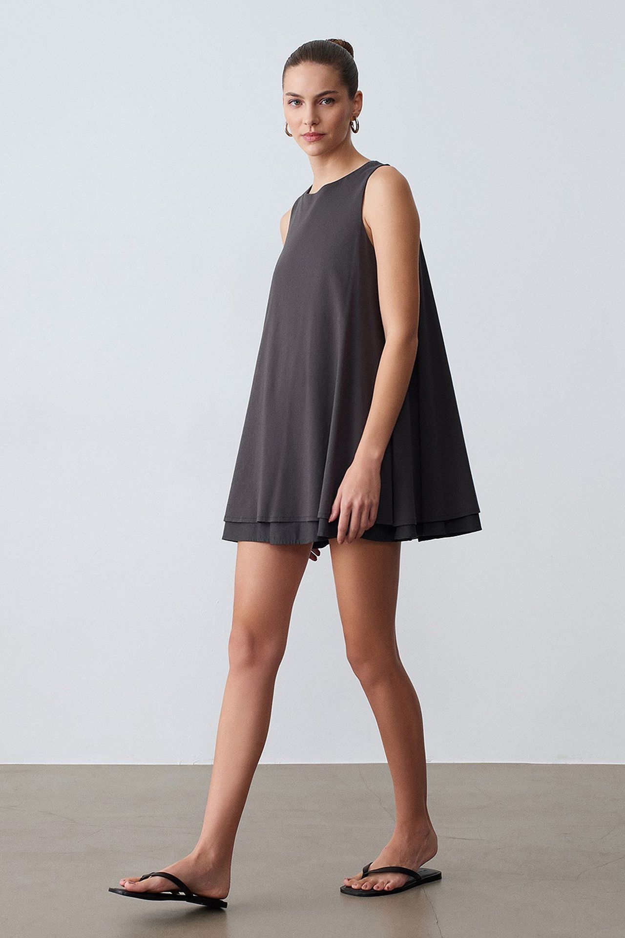 DILVIN Cotton Poplin Sleeveless Mini Shift Dress 4