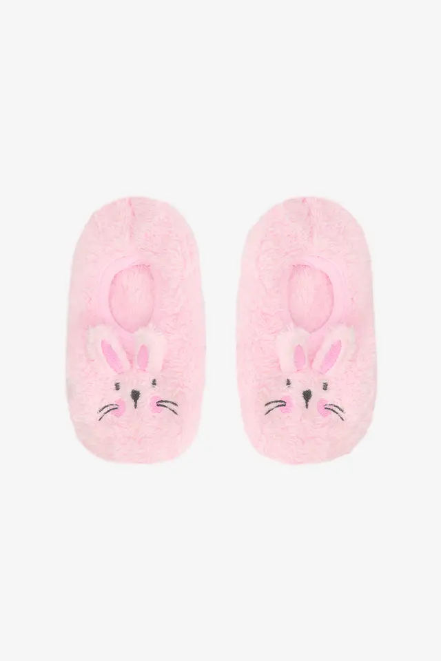 PENTI Girls' Rabbit Embroidered Accessorized Non-Slip Sole Home Slippers