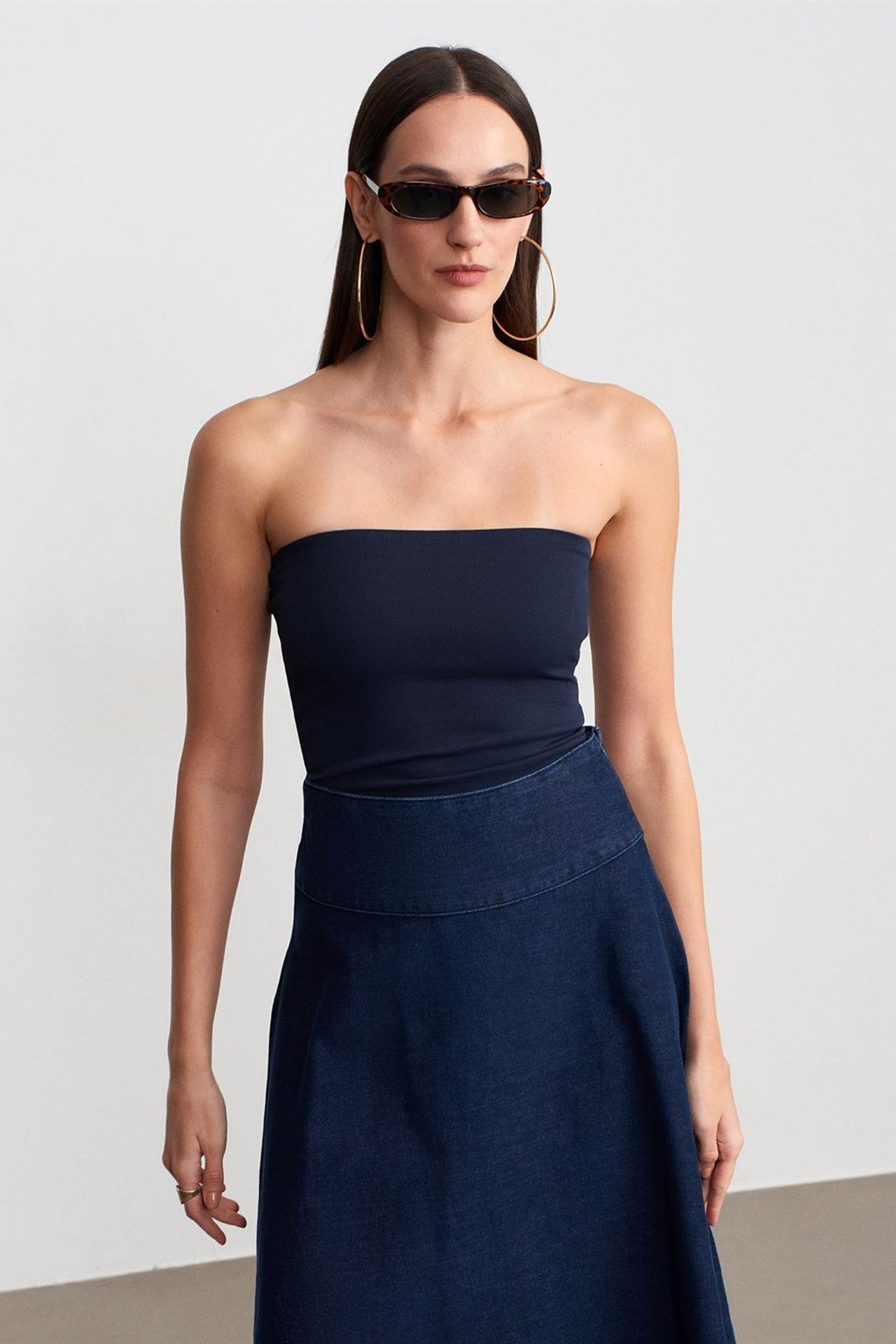 DILVIN Strapless Slim-fit Jersey Blouse 3