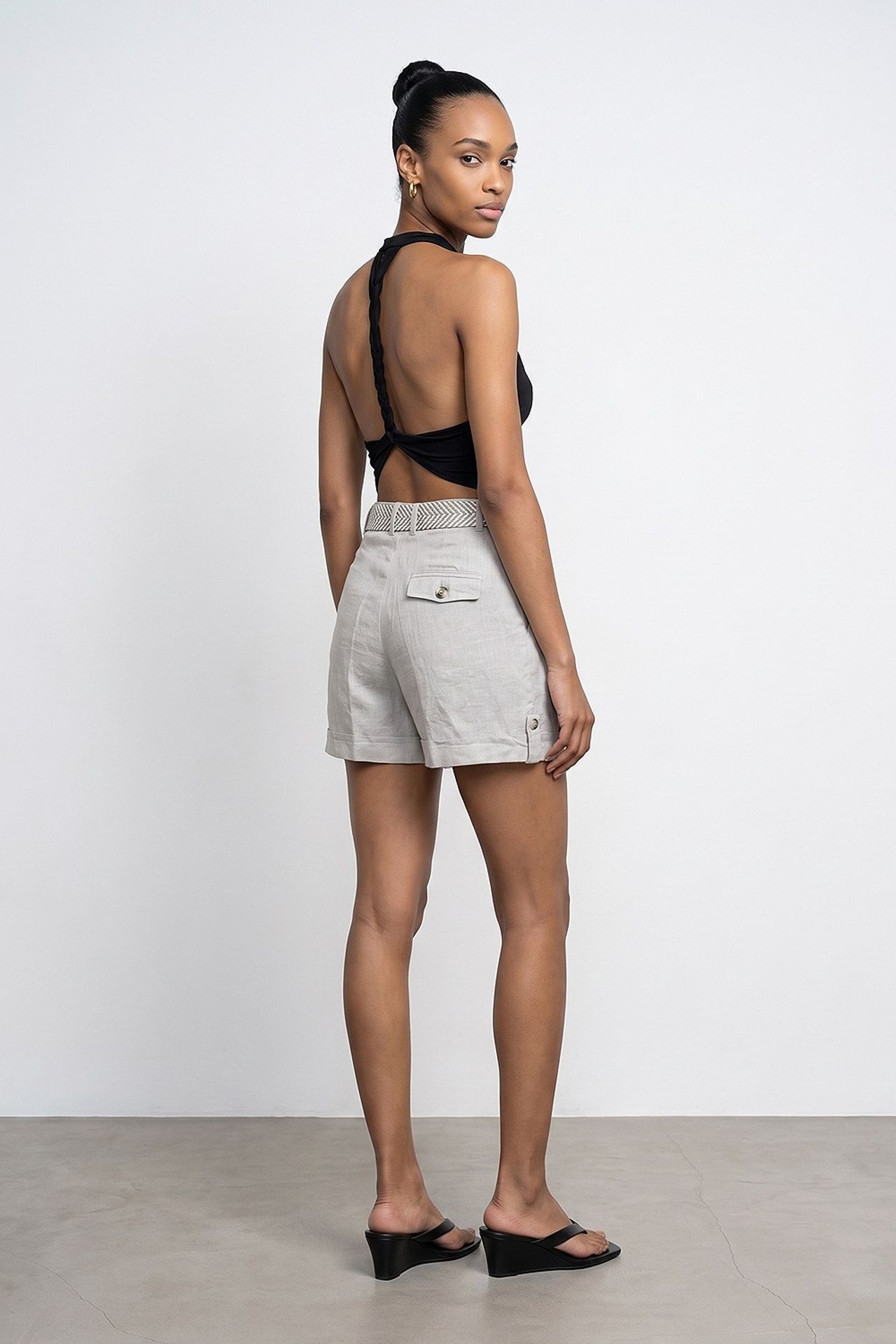 DILVIN Women's Linen High-Waist Tailored Shorts 2
