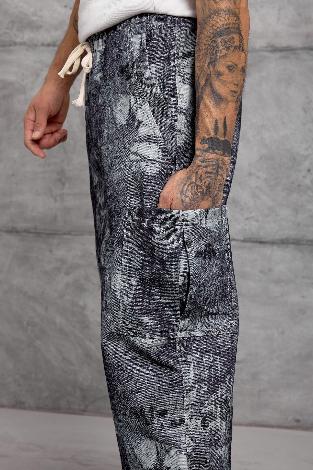 NOMARC Soyut Geniş Paça Kargo Pantolon 3