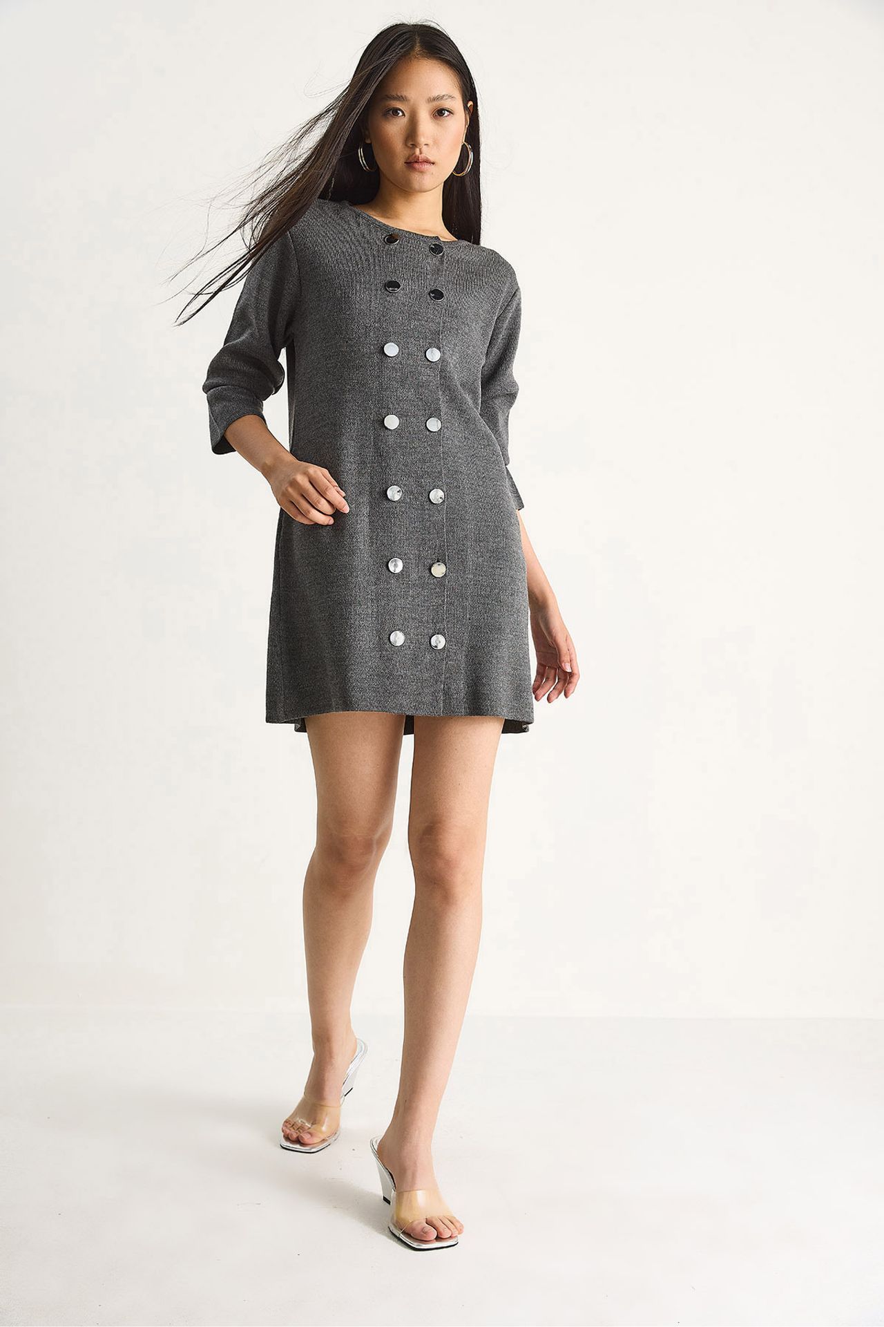 LUCCI Knit Mini Dress with Buttoned 3