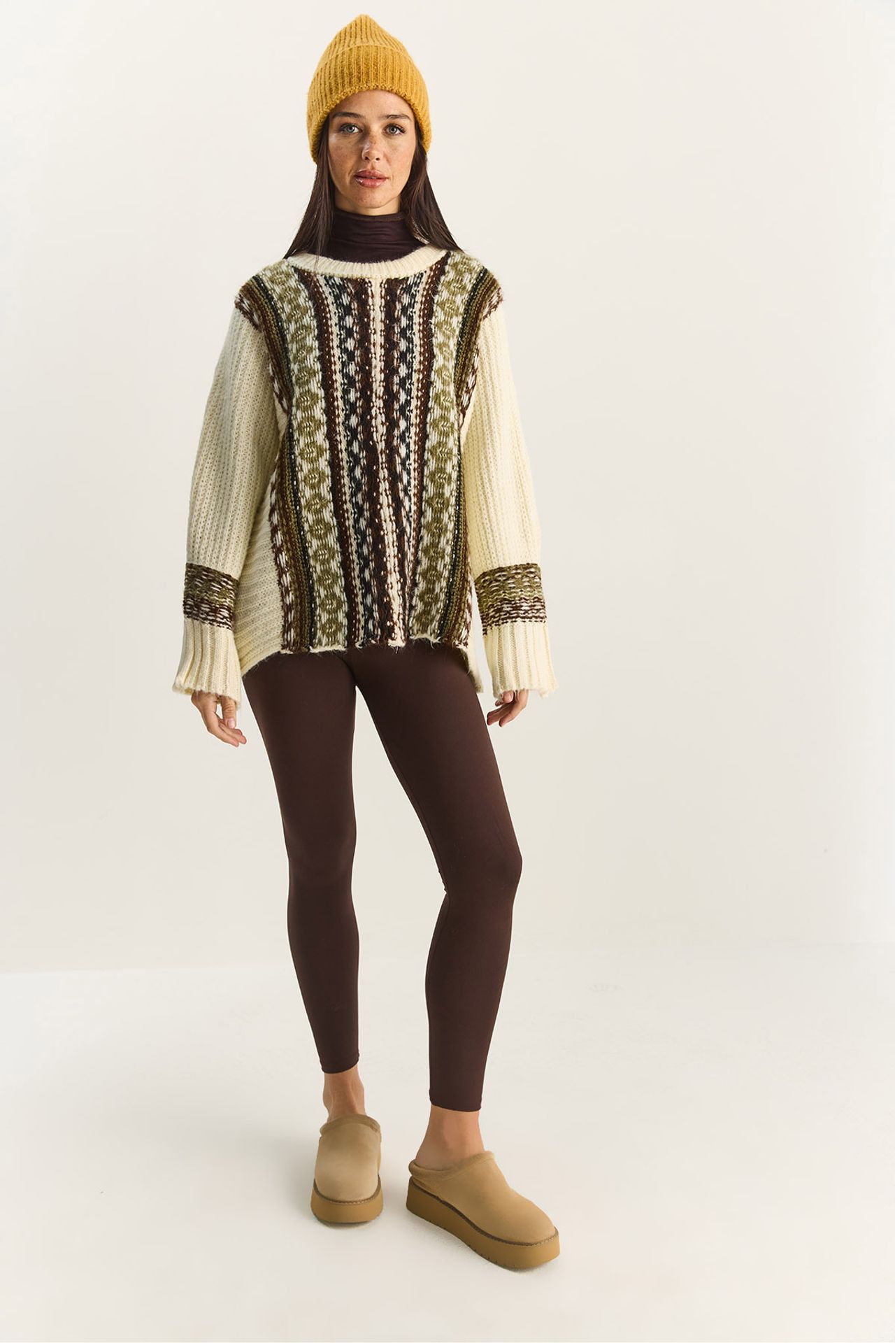 LUCCI Oversized Ethnic Print Knit Sweater 2
