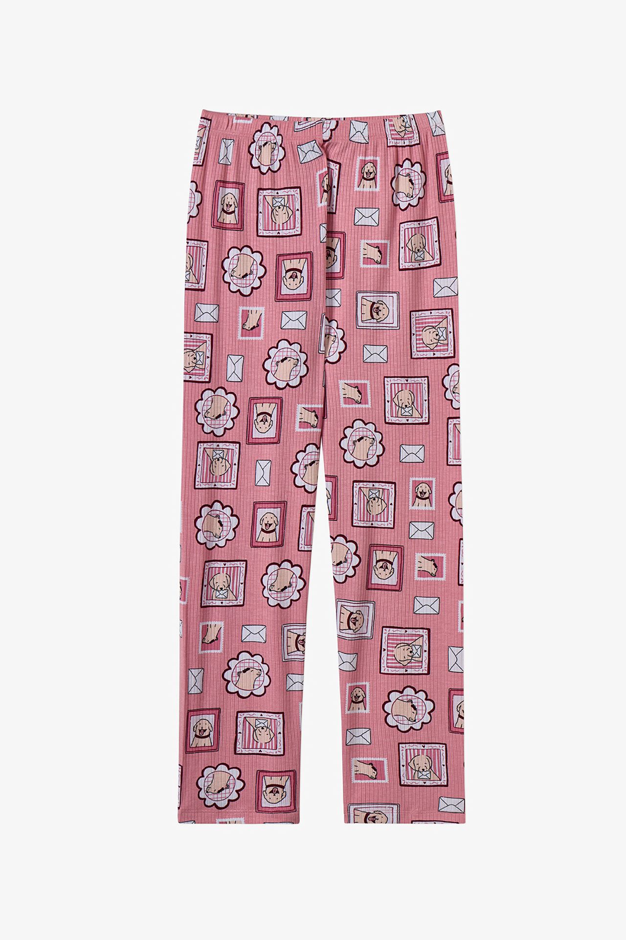 PENTI Girls' Kind Mailing Dog Print Long Sleeve Shirt Trousers Pajama Set 3