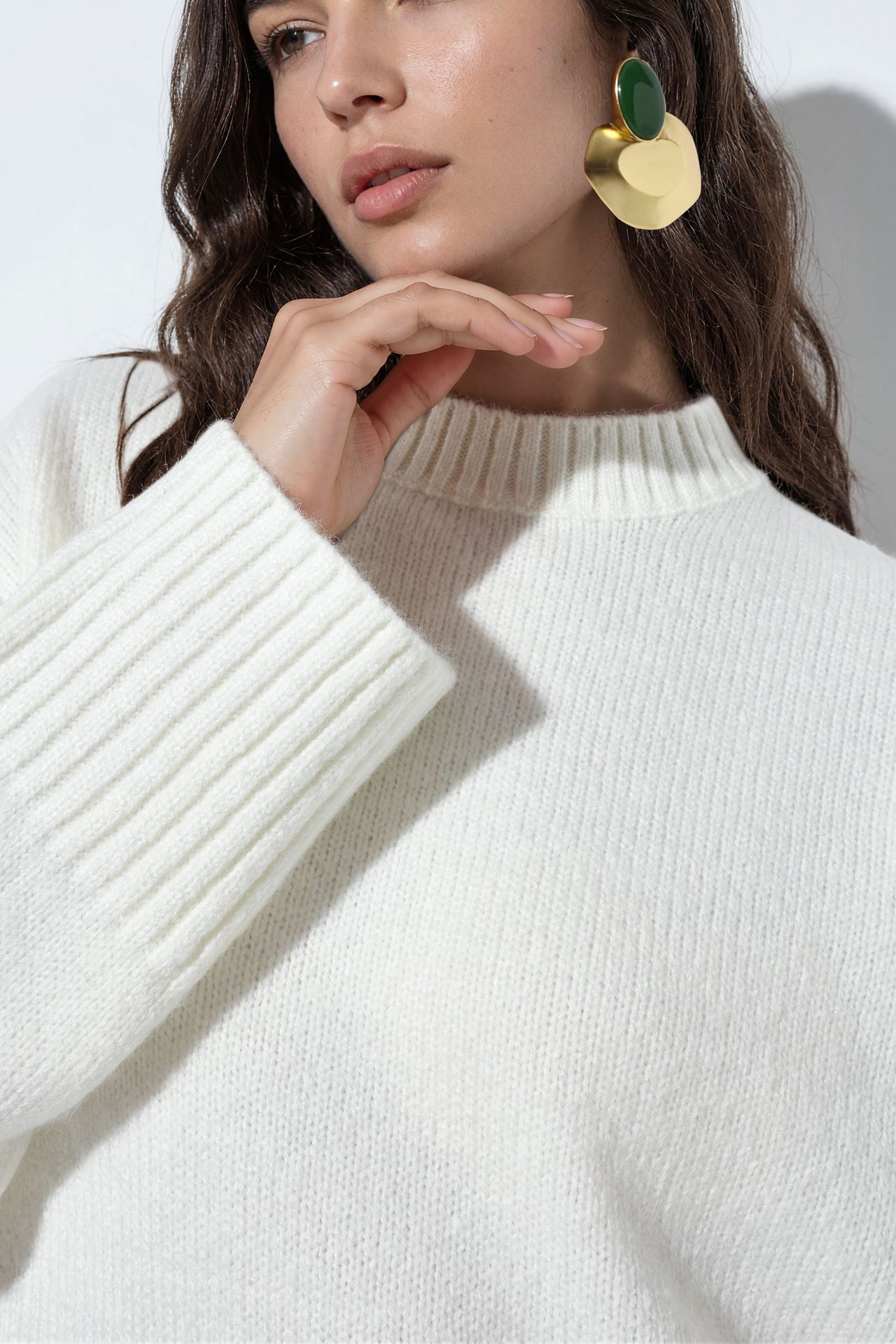 VIORNA Plain Crew Neck Sweatshirt