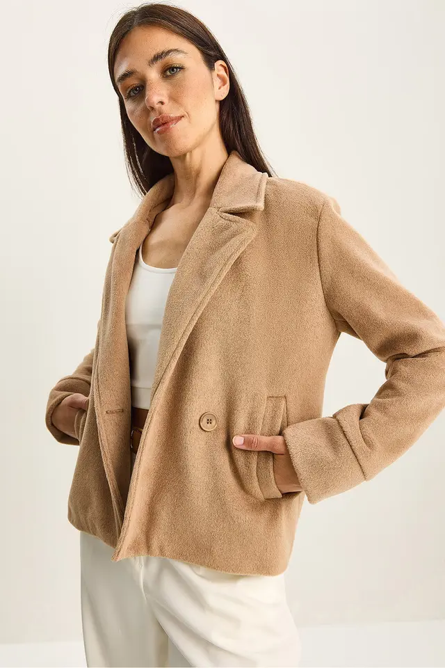 LUCCI Plush Button-Up Coat with Pockets