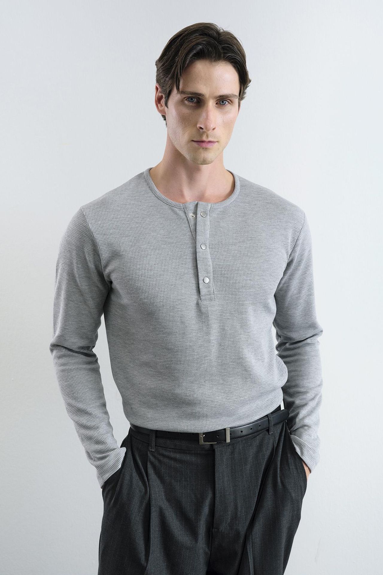 GIESTO Comfort Fit Button Collar Long Sleeve T-Shirt 3