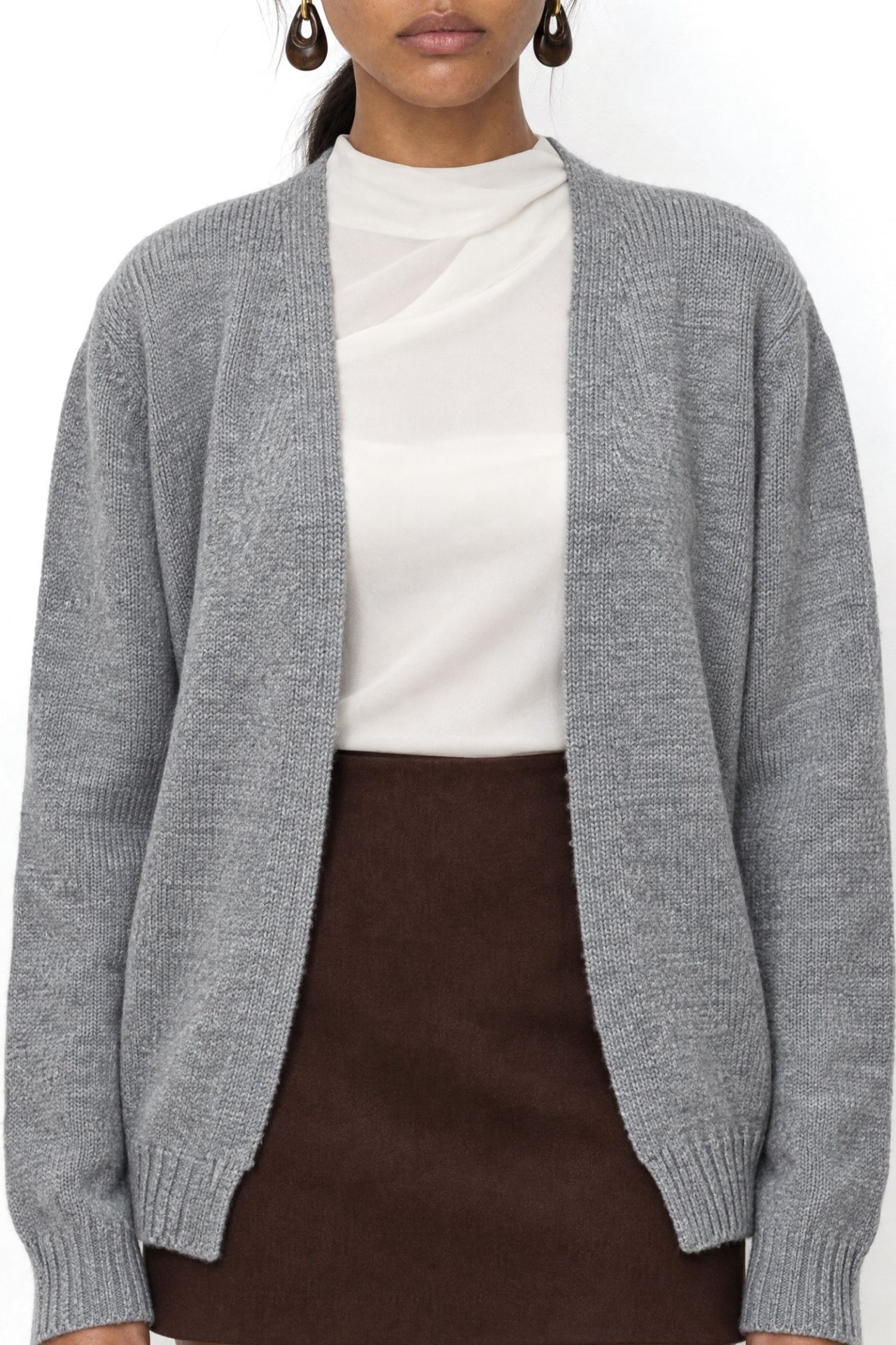 MIXRAY Oversized Ribbed Knitwear Cardigan