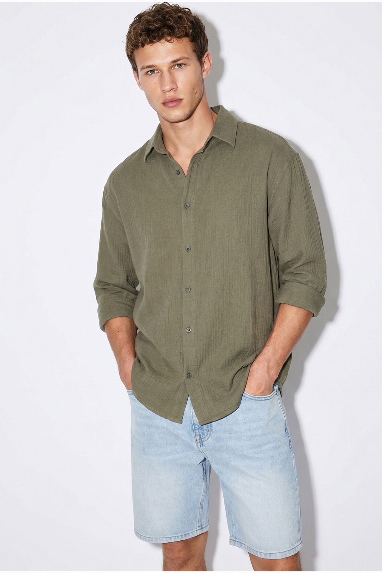 LUCCI Oversized Textured Button-Front Shirt 2