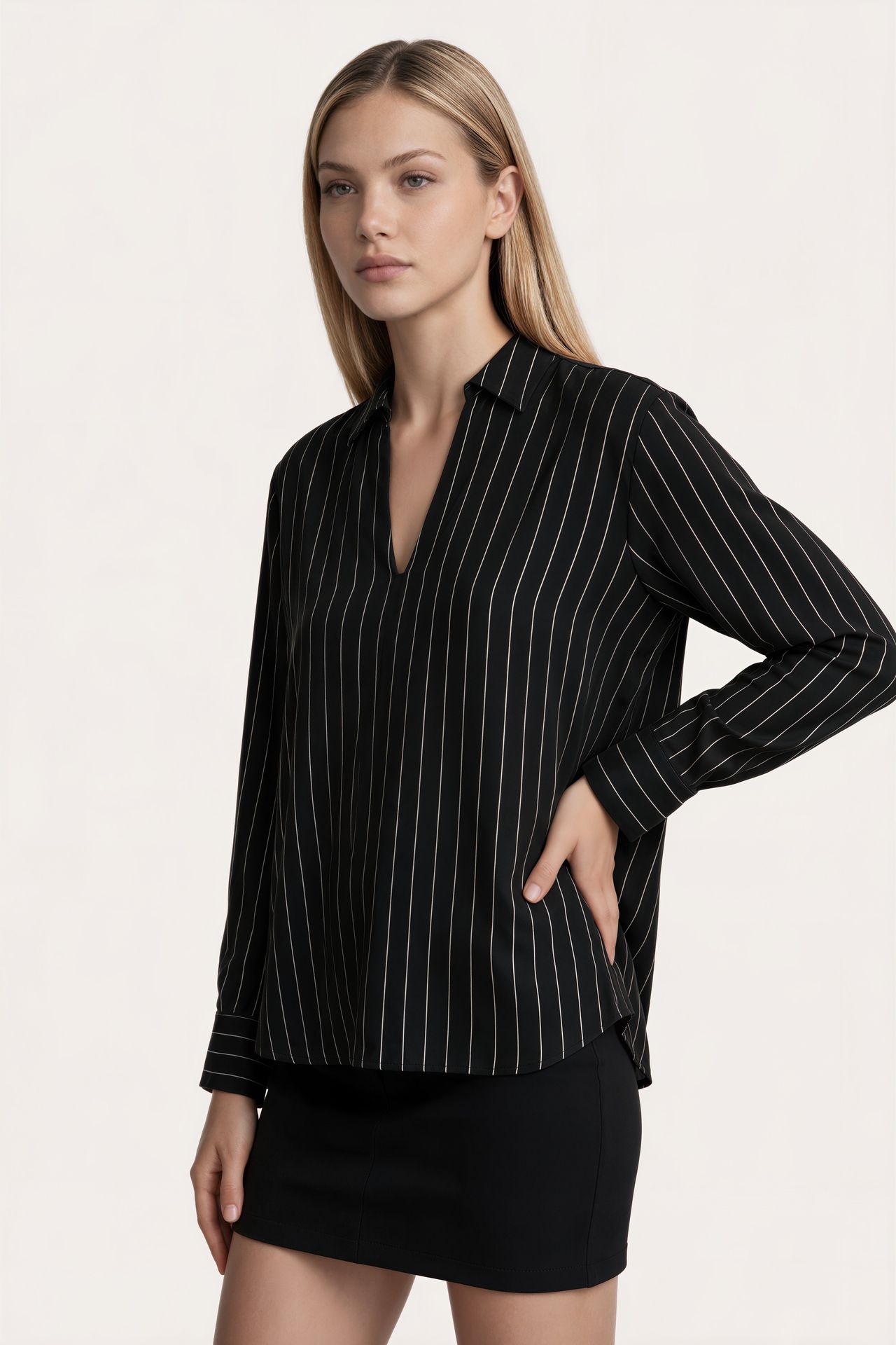 MSN Women's Striped V-Neck Blouse 4