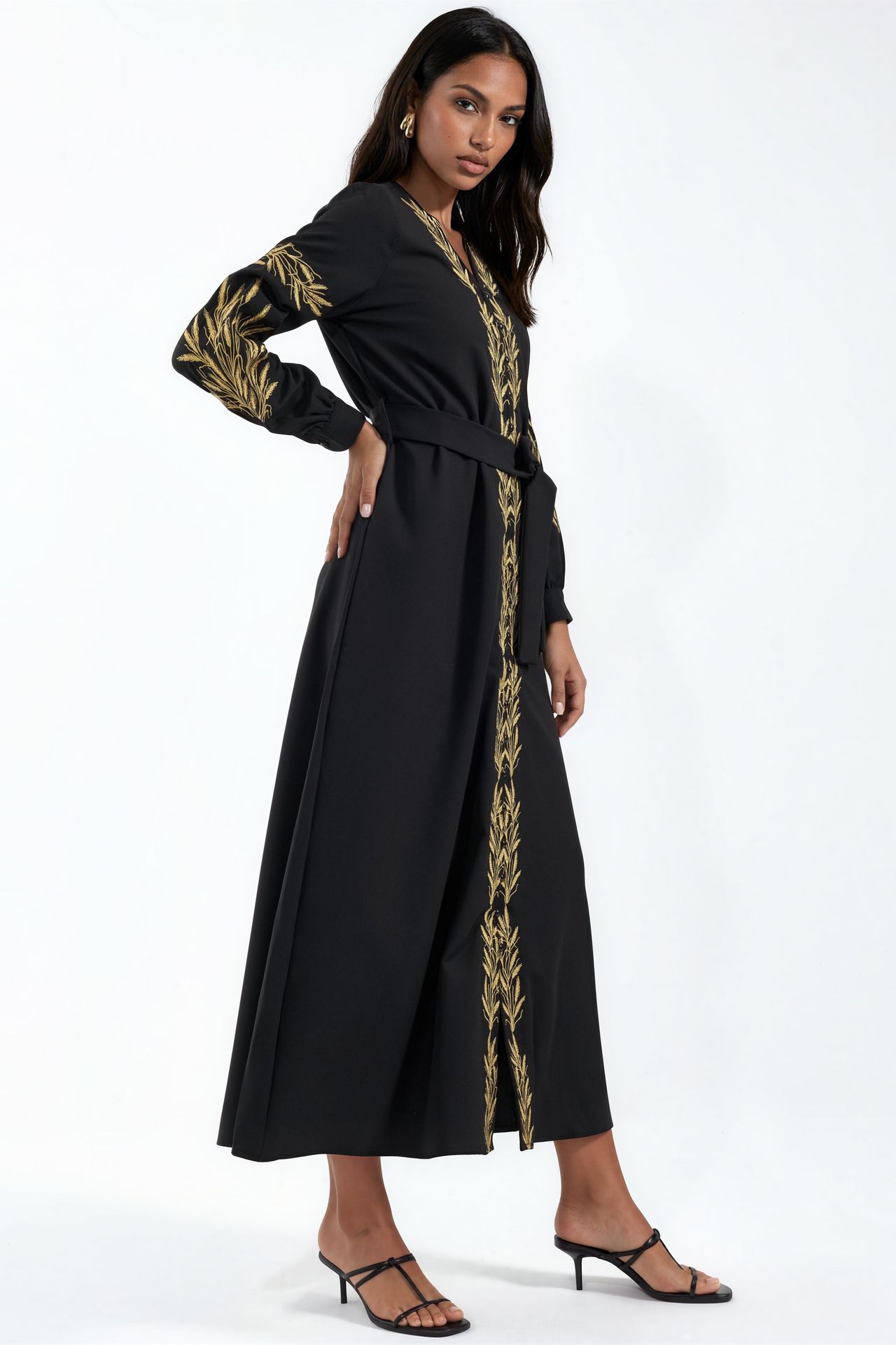 MSN Embroidered V-Neck Maxi Dress
