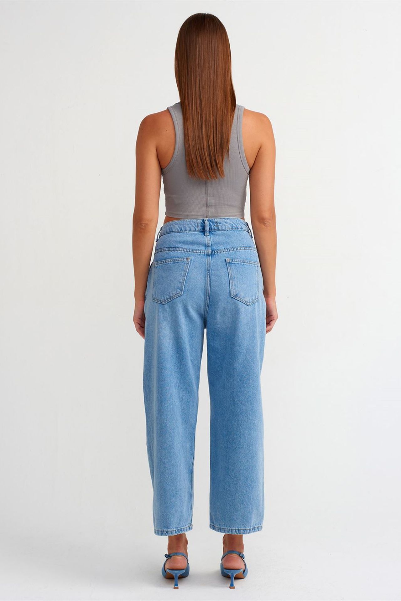 DILVIN Yüksek Bel Balon Kesim Capri Jean 2