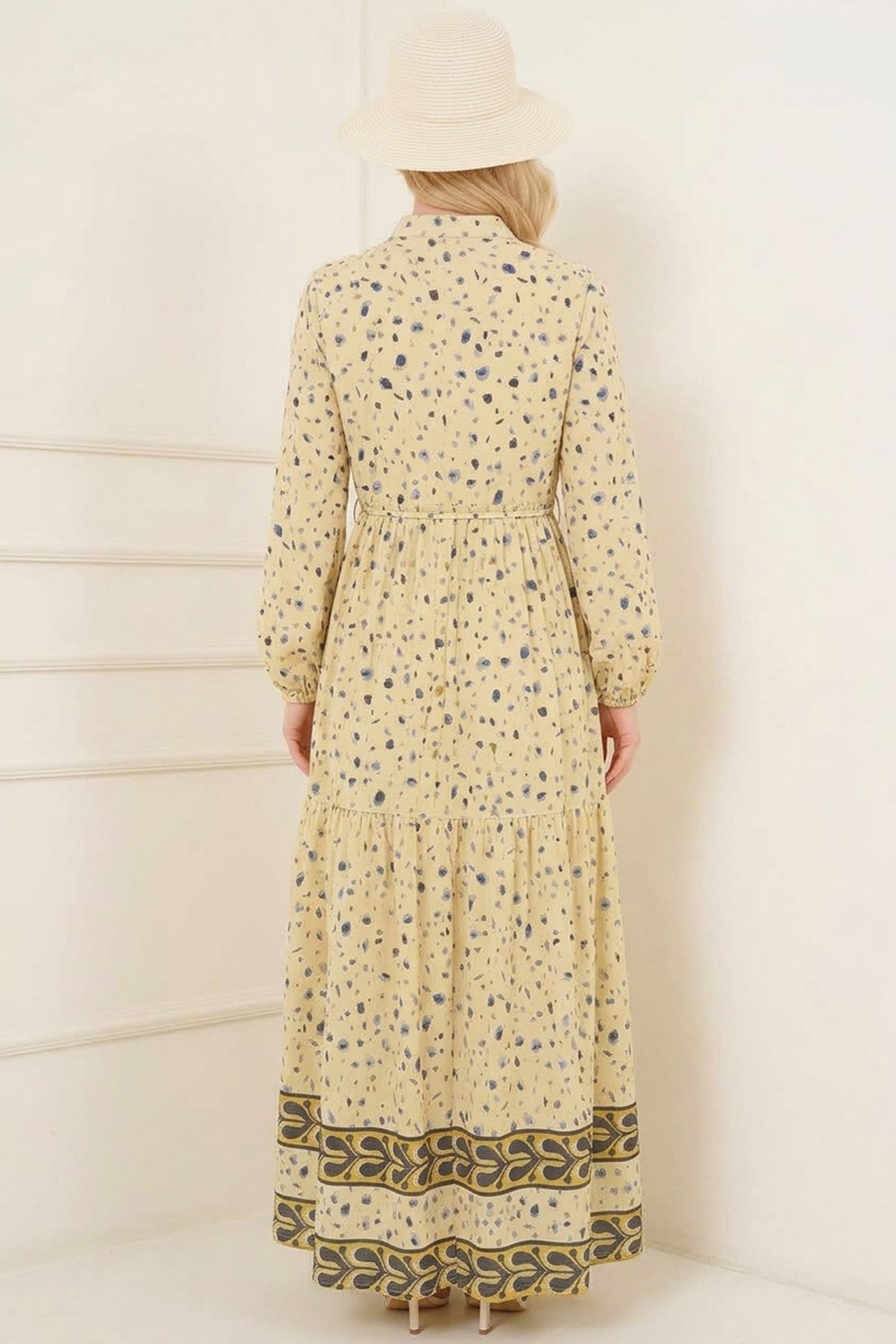 BDART Buttoned Crew Neck Maxi Dress with Waistband