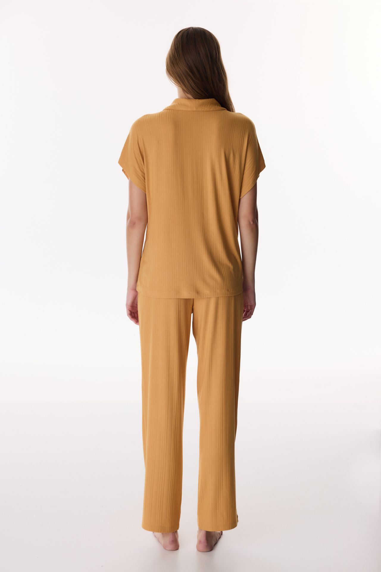 PENTI Cinnamon Margot Ribbed Short-Sleeve Trousers Pyjama Set 5