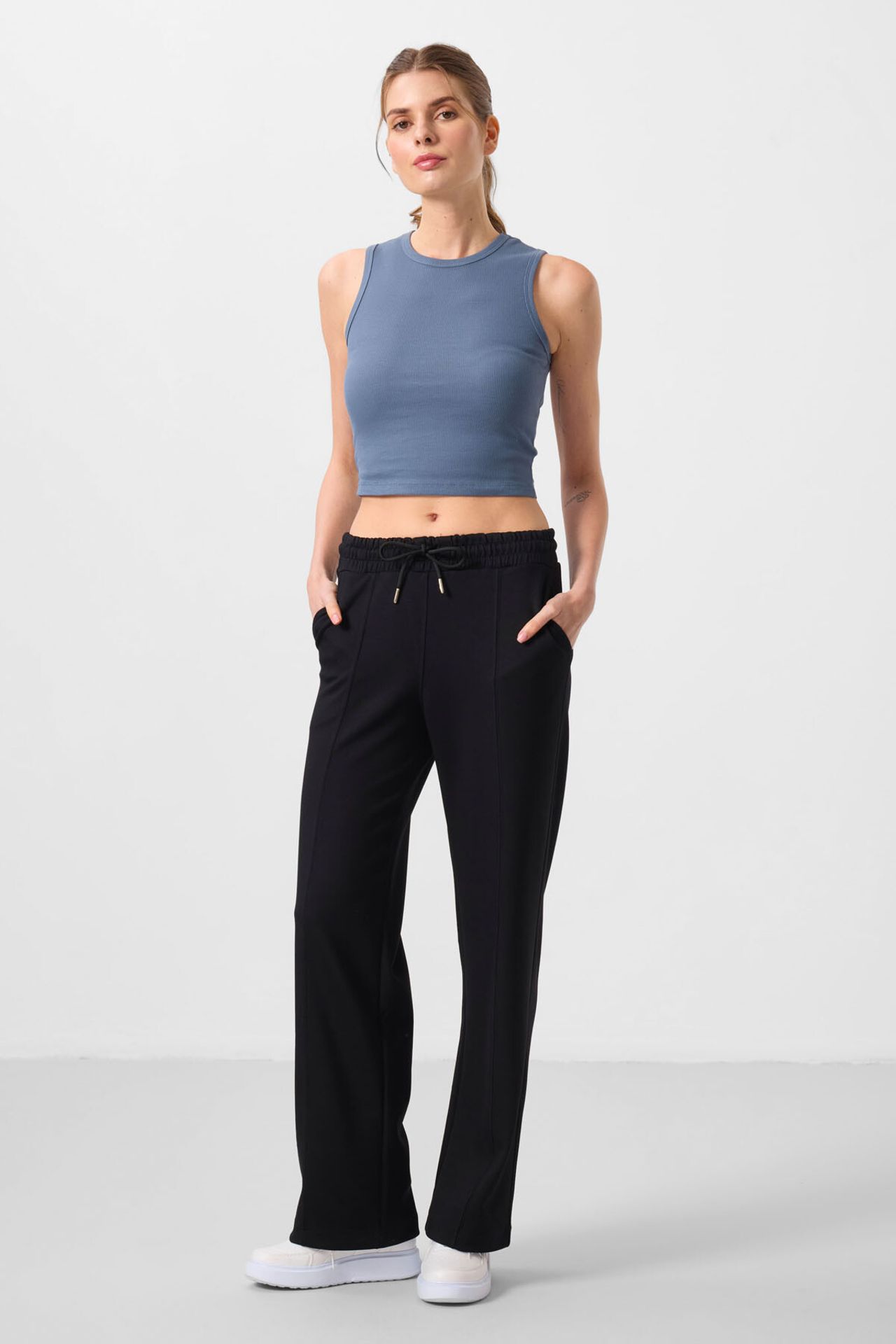 TOMMY Textured Wide Leg Palazzo Pants with Drawstring Waist 2
