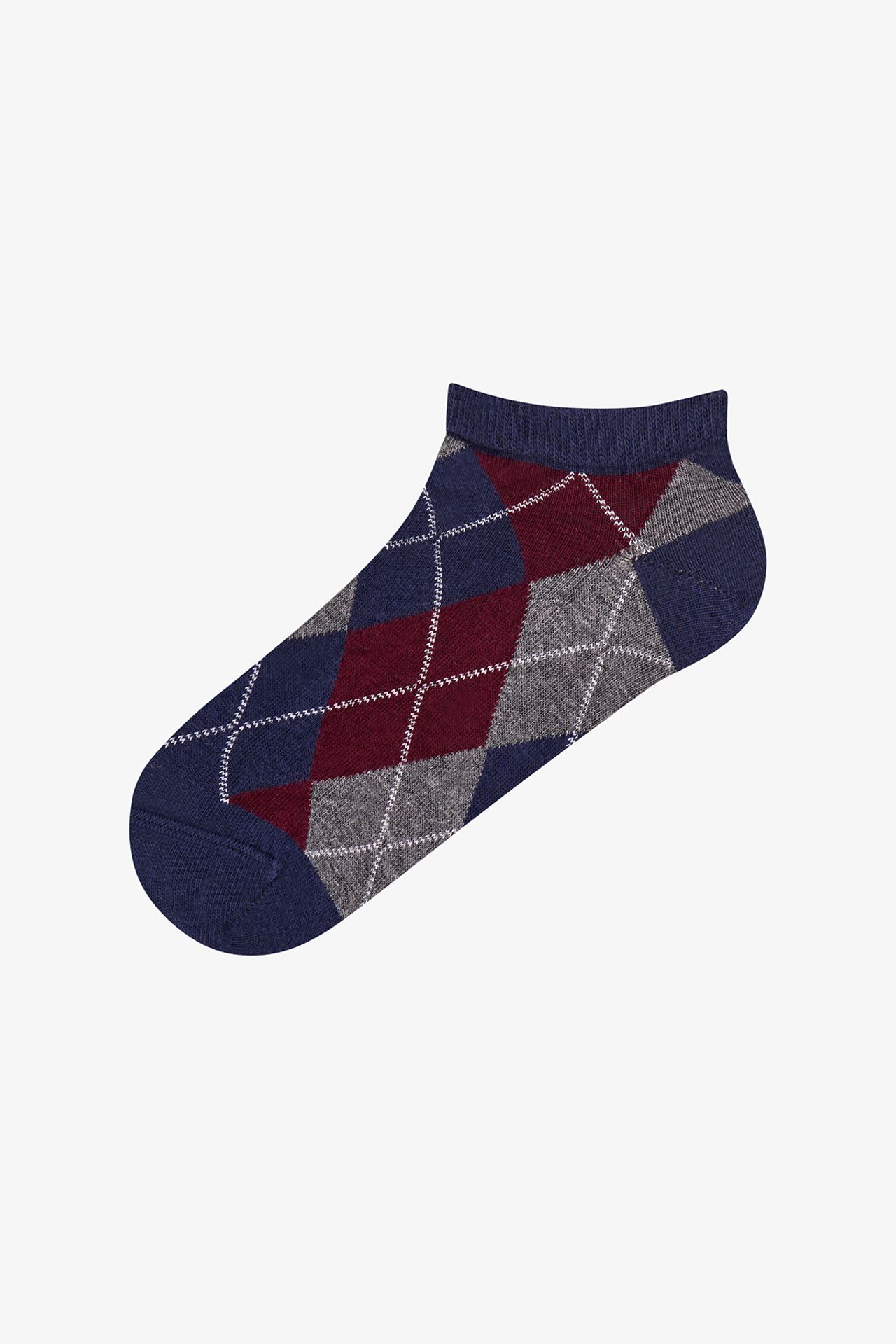 PENTI Shiny Checkered Diamond Pattern Ankle Socks Pair 3