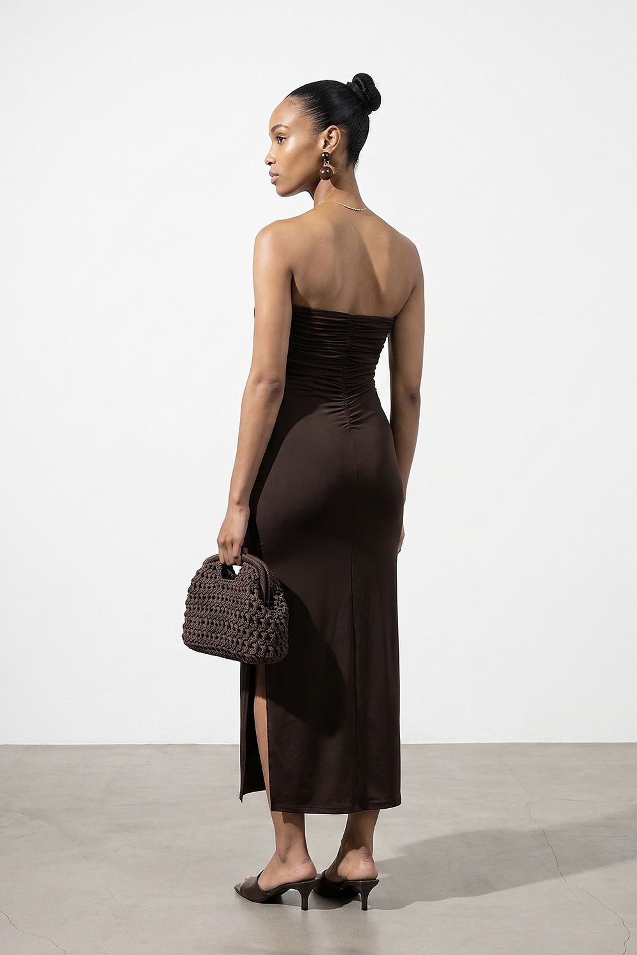 DILVIN Strapless Bodycon Maxi Dress With Slit