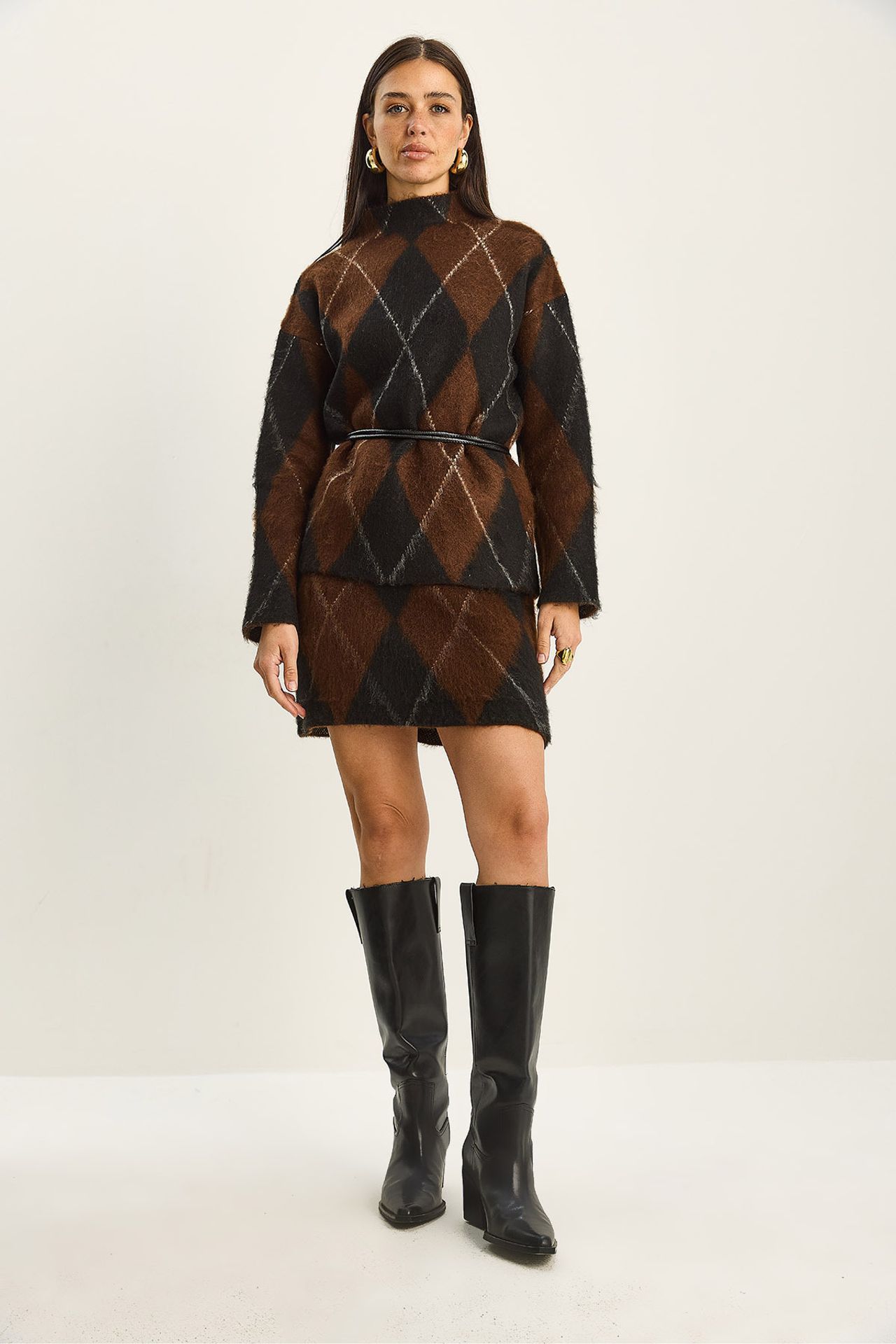 LUCCI Plaid Knitwear Two-Piece Set 2