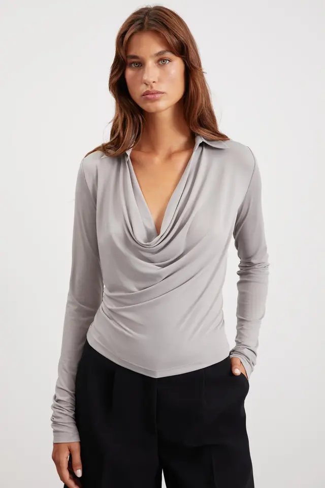 GRIMELANGE Classic-Cut Shirt Collar Blouse