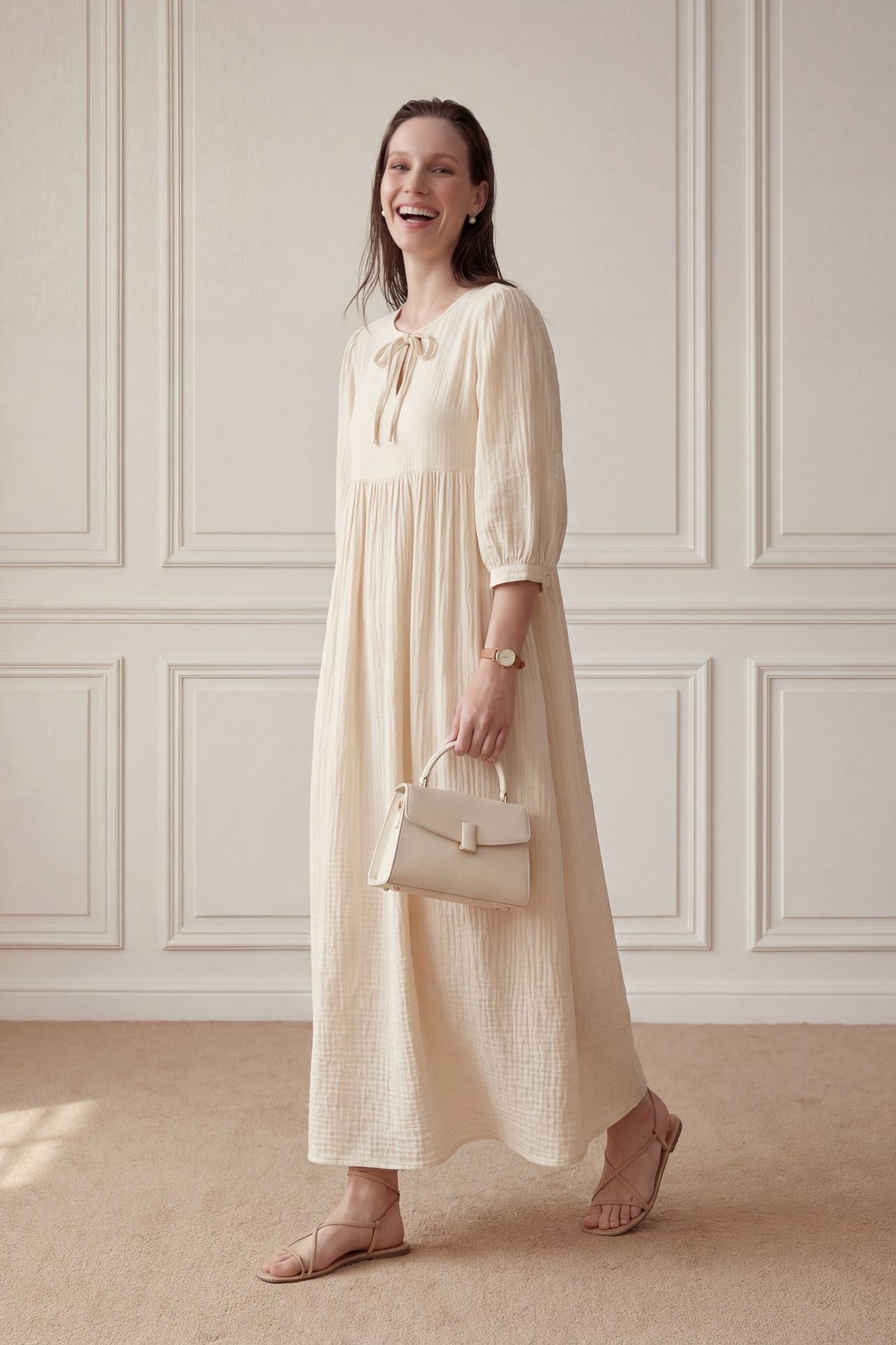 MY FASHION Tie Detail Loose Fit Maxi Dress 3