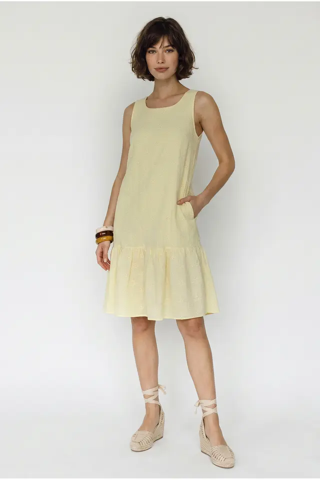 LUCCI Embroidered Cotton Muslin Mini Smock Dress
