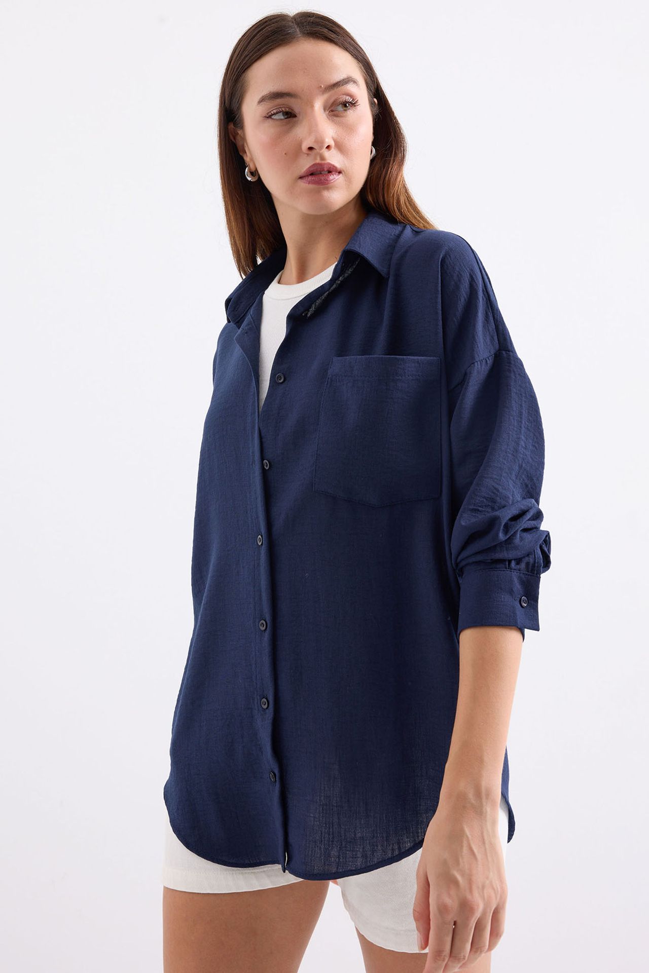 BDART Linen Blended Shirt with Button Closure