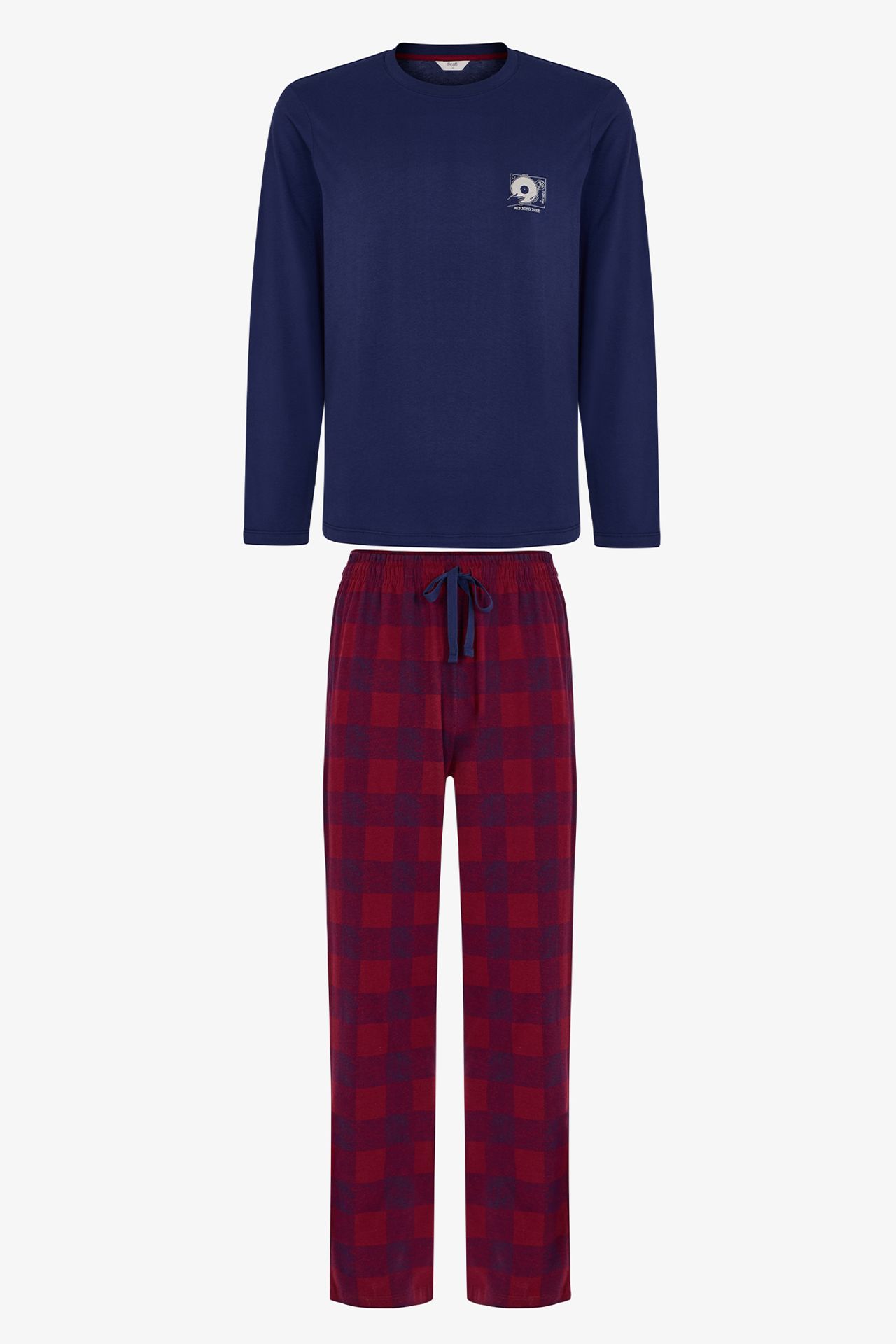 PENTI Men's Echo Block Plaid Long Sleeve Pajama Set 1
