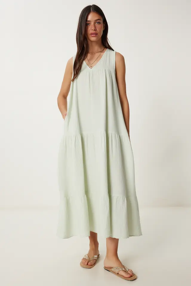 ISTANBUL Frilly V-Neck Midi Dress