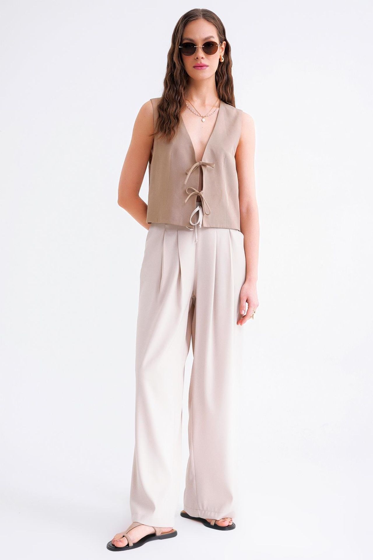 Mixray High Waist Pleated Palazzo Pants 5