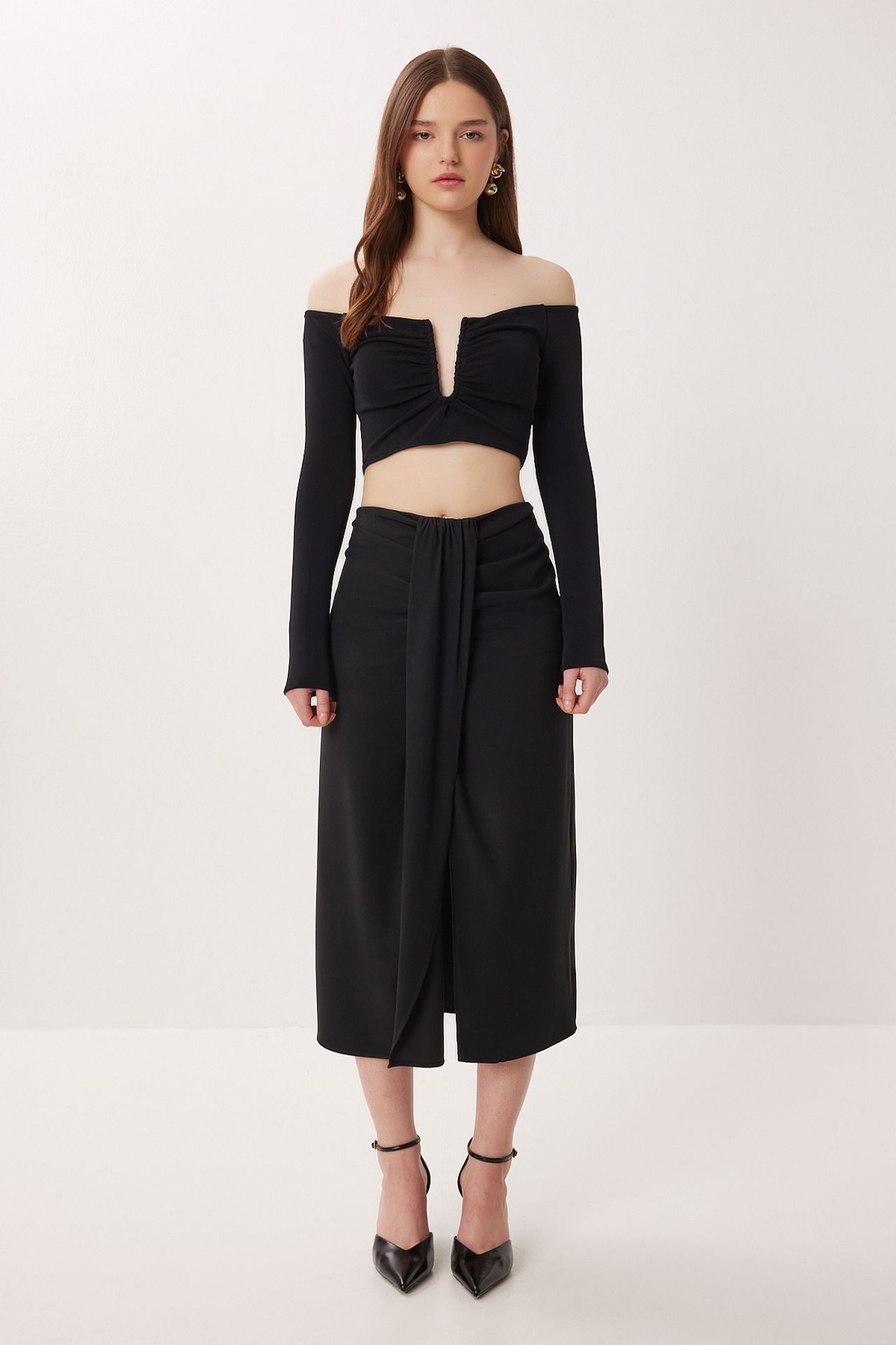 ISTANBUL High-Waist Midi Straight Skirt With Slit 2