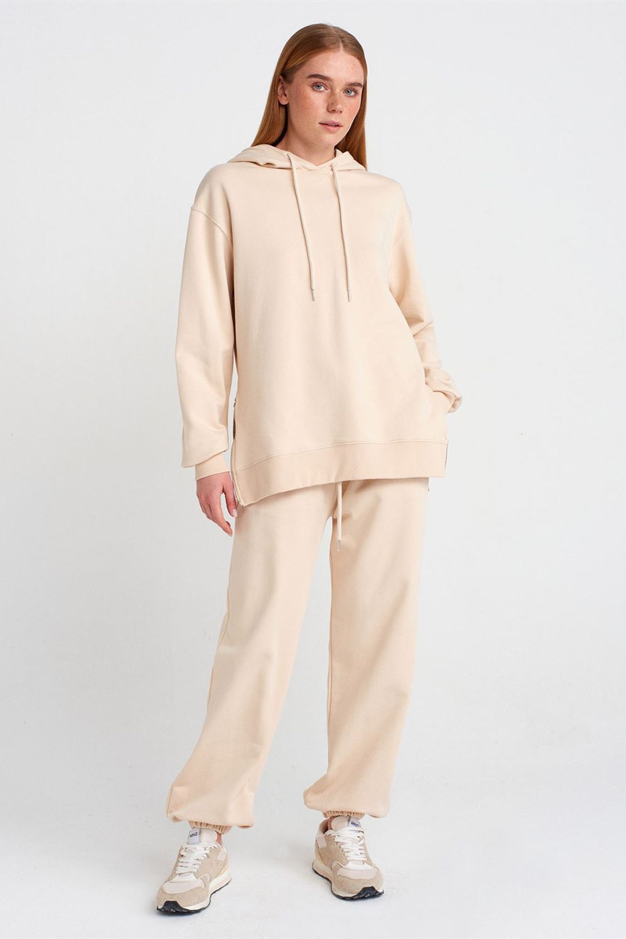 DILVIN Oversized Cotton Zip-Front Hooded Sweatshirt 3