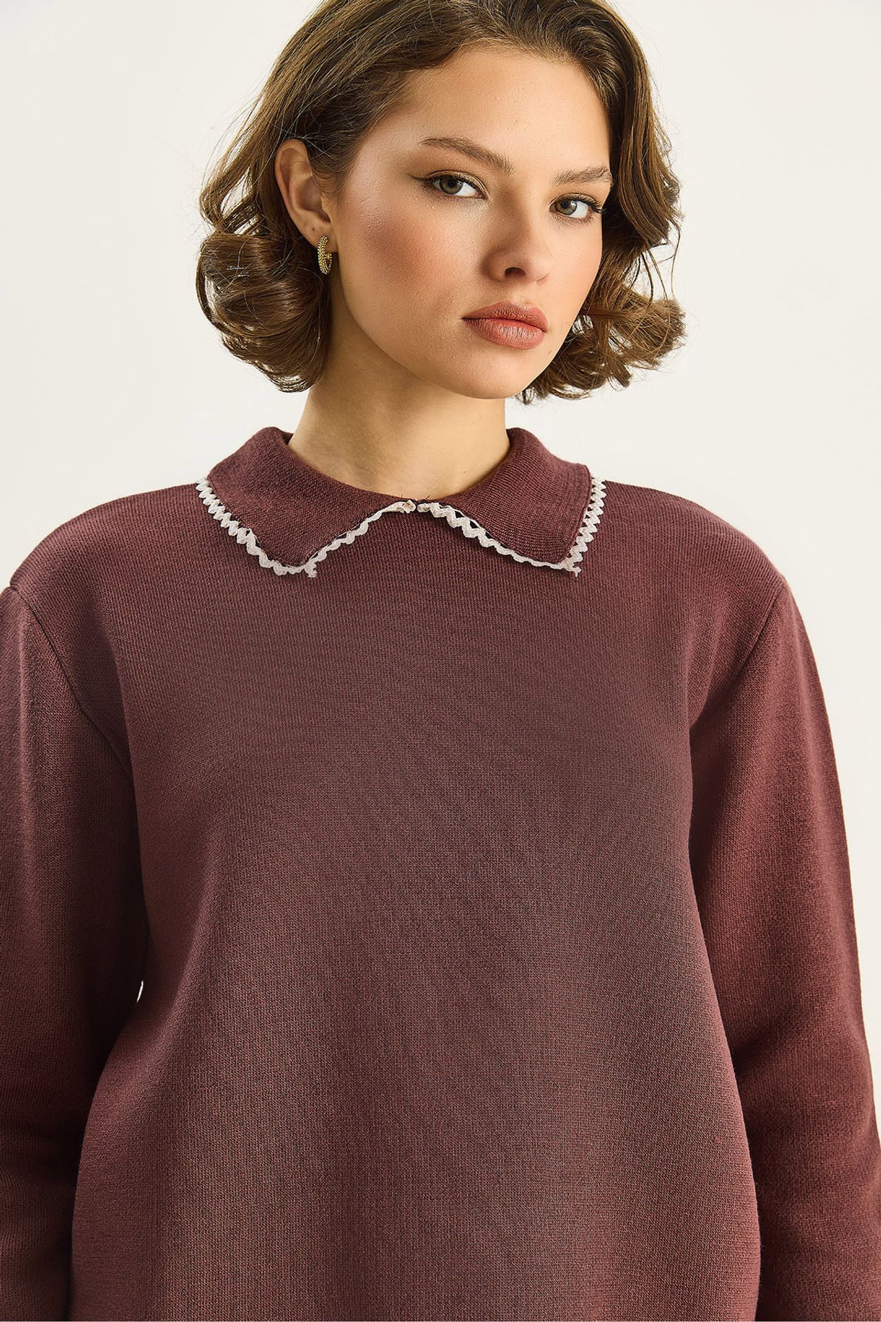 LUCCI Knit Sweater with Shirt Collar 5