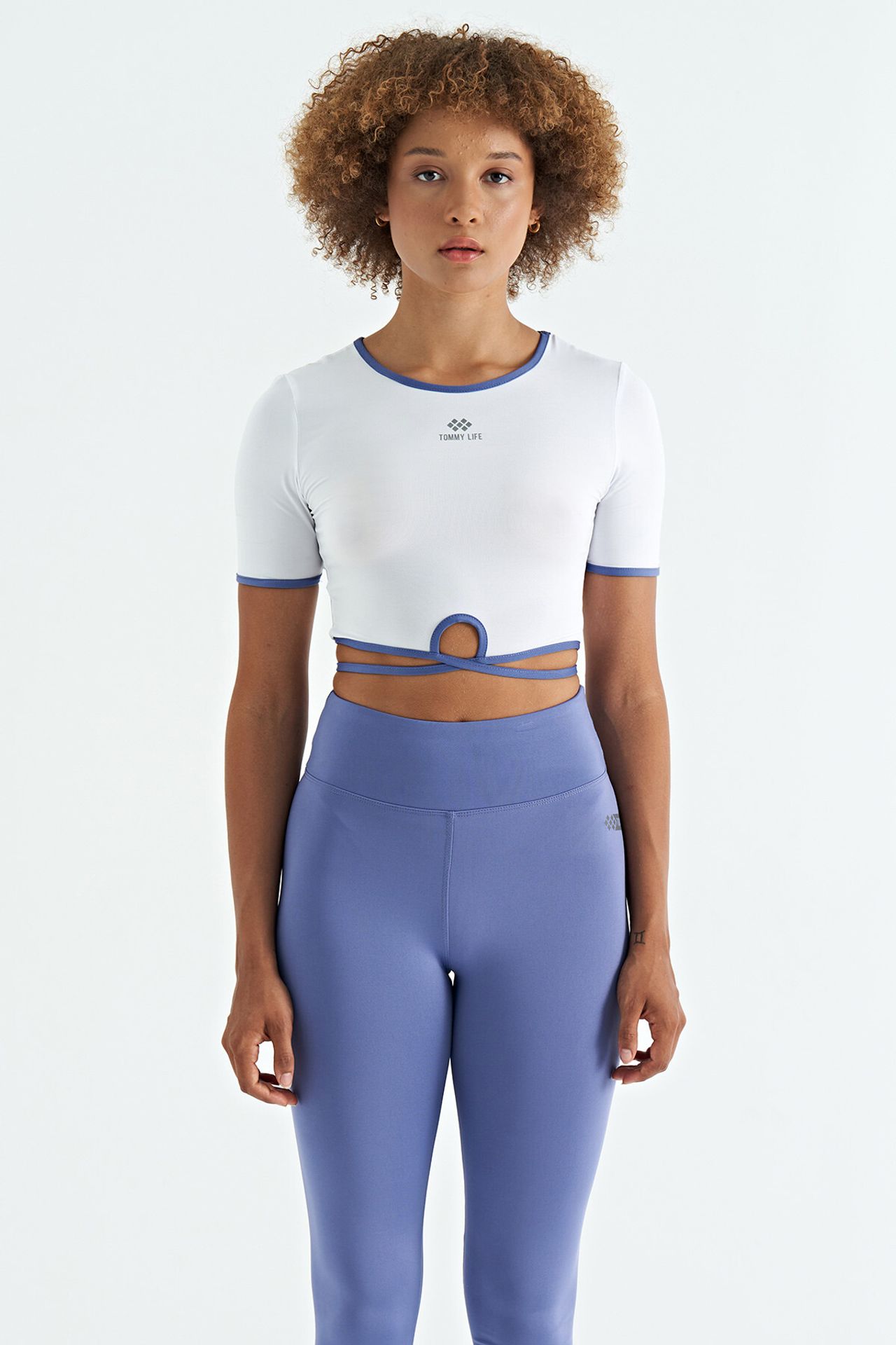 TOMMY Elastic Crop T-Shirt with Crew Neck 2