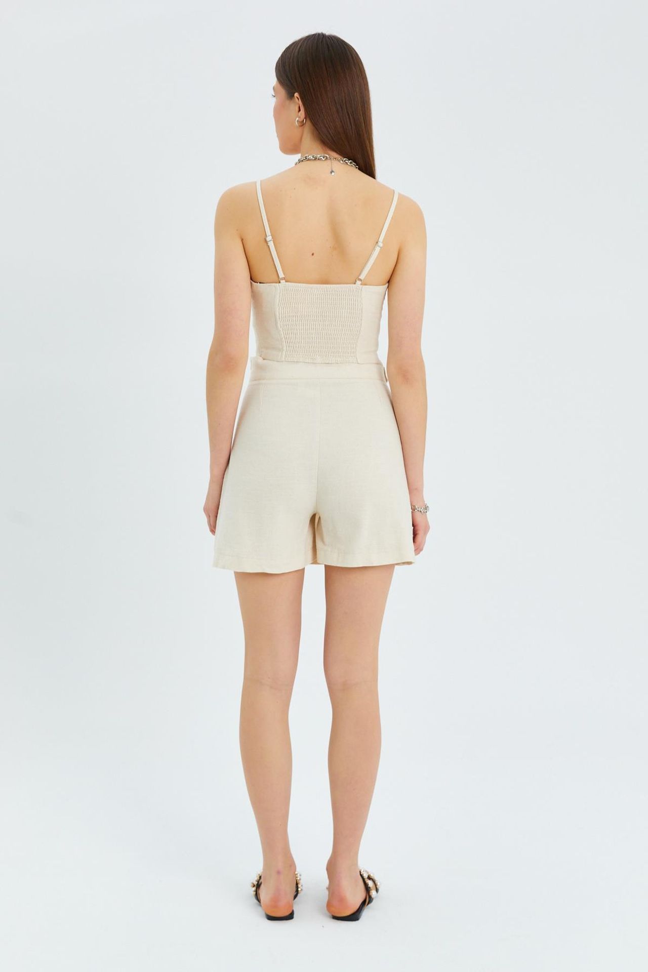 Belted High-Waist Wrap Front Shorts with Slit Detail 6