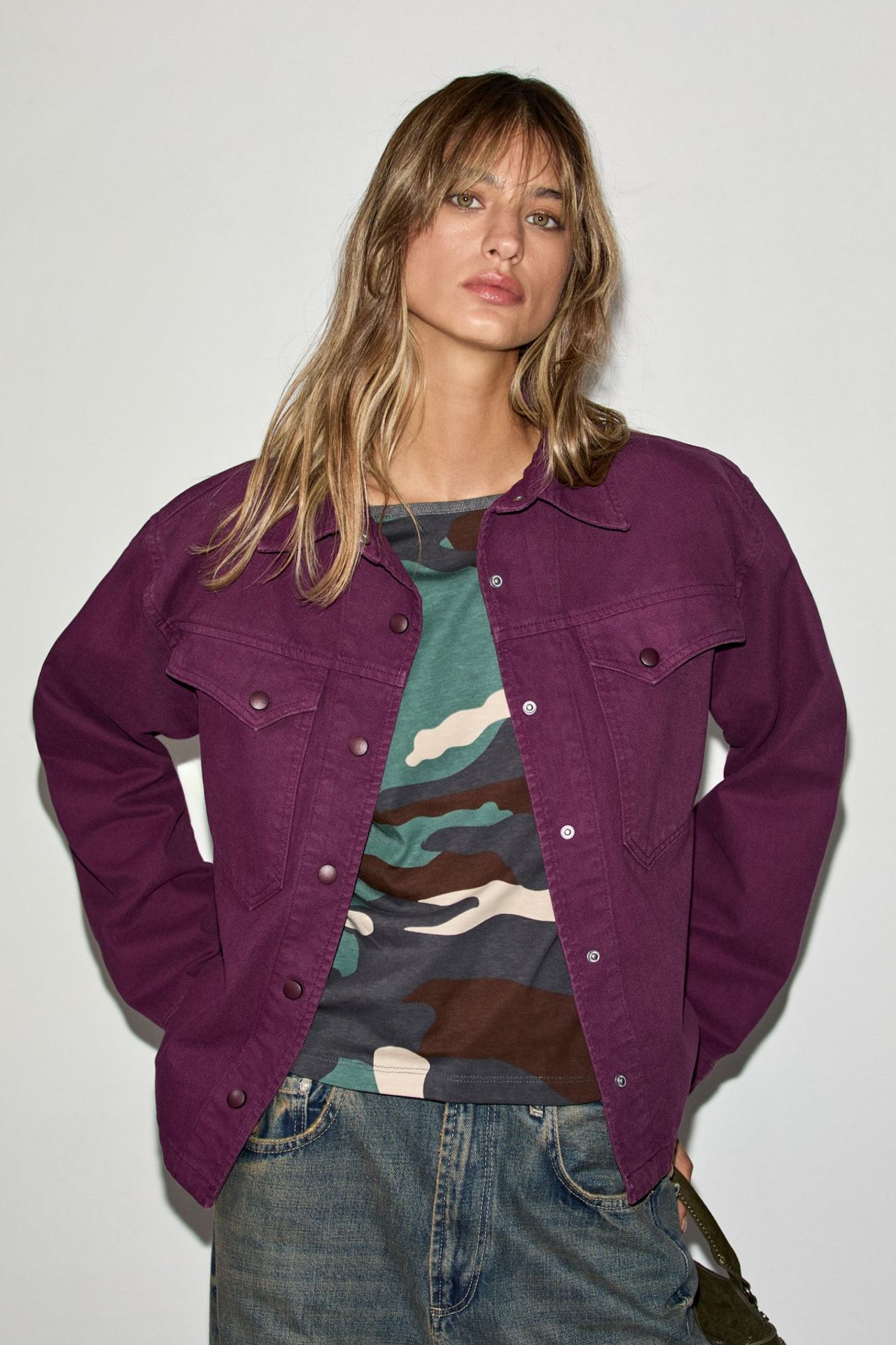 GRIMELANGE Shirt Collar Snap Jacket 4
