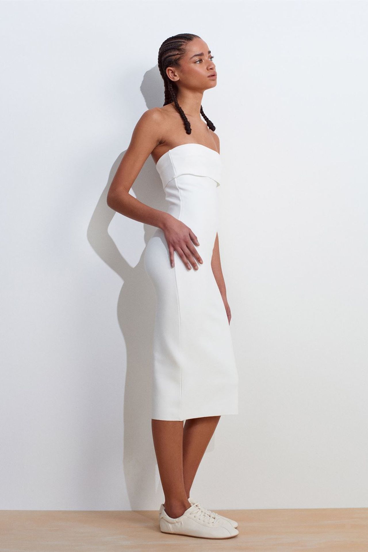 DILVIN Askısız Bodycon Midi Elbise 5