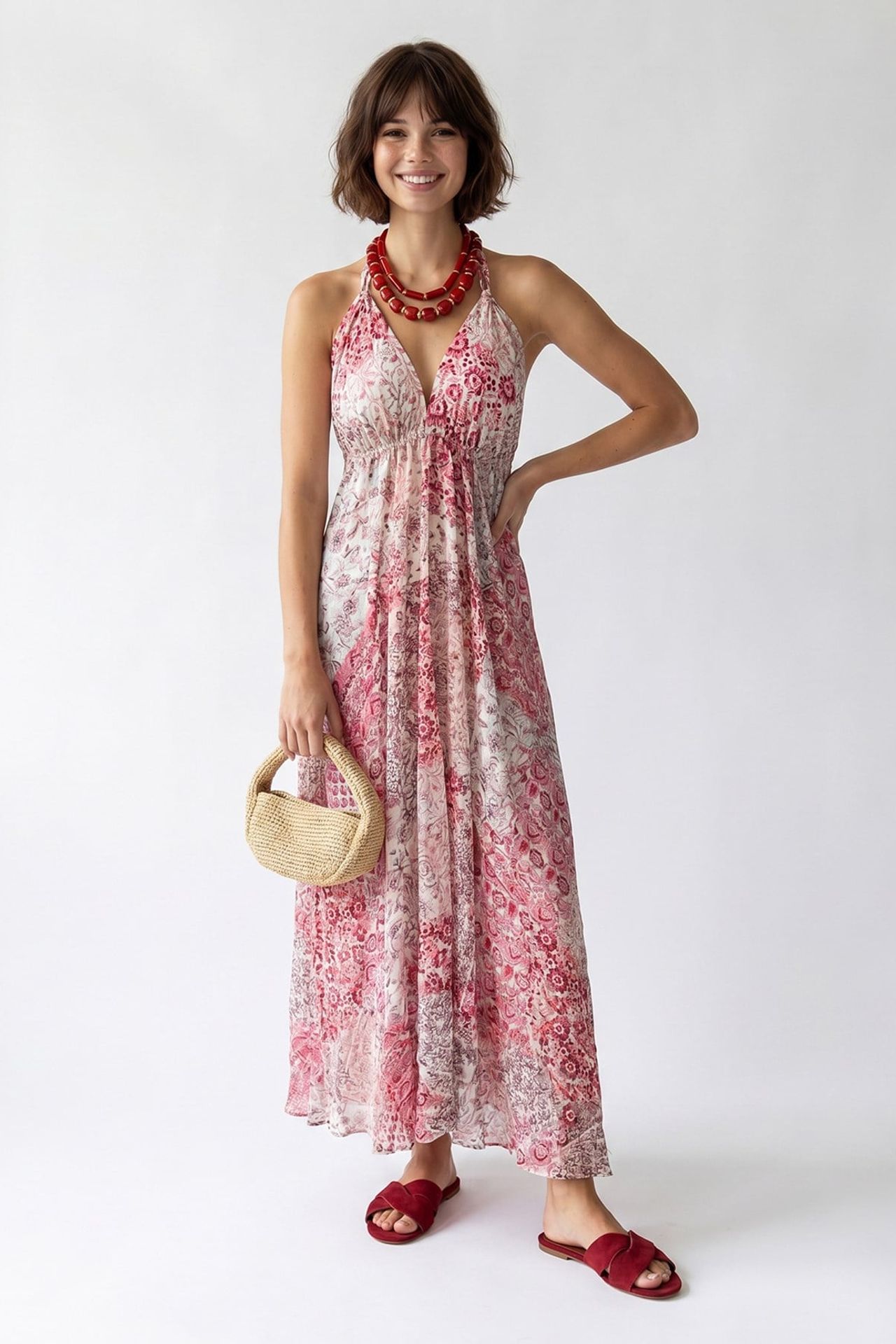 MIXRAY Paisley Halter Maxi Dress 2
